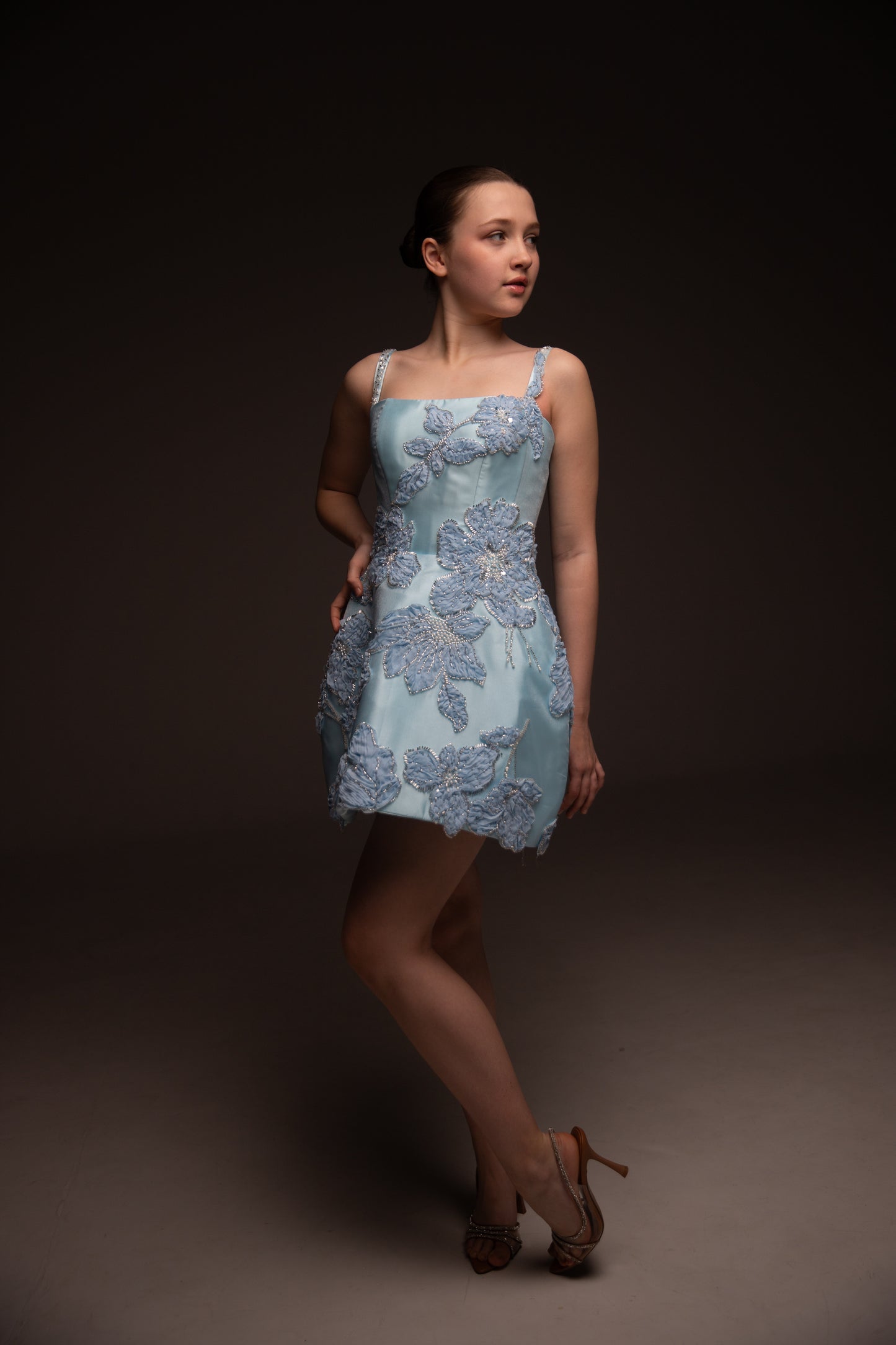 Blue organza couture special occasion dress, Birthday Girl Dress, Wedding guest Dress, Graduation Dress