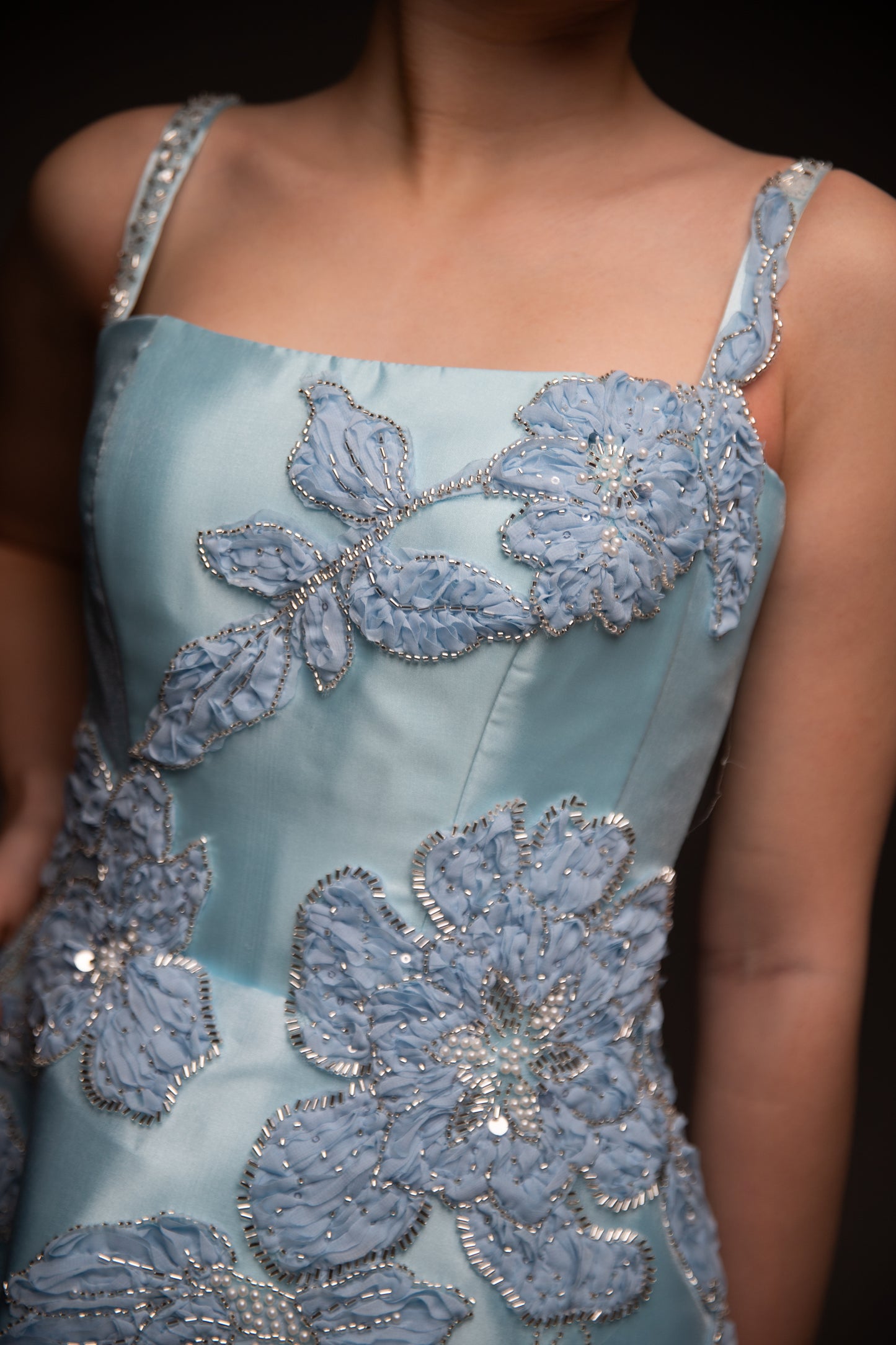 Blue organza couture special occasion dress, Birthday Girl Dress, Wedding guest Dress, Graduation Dress