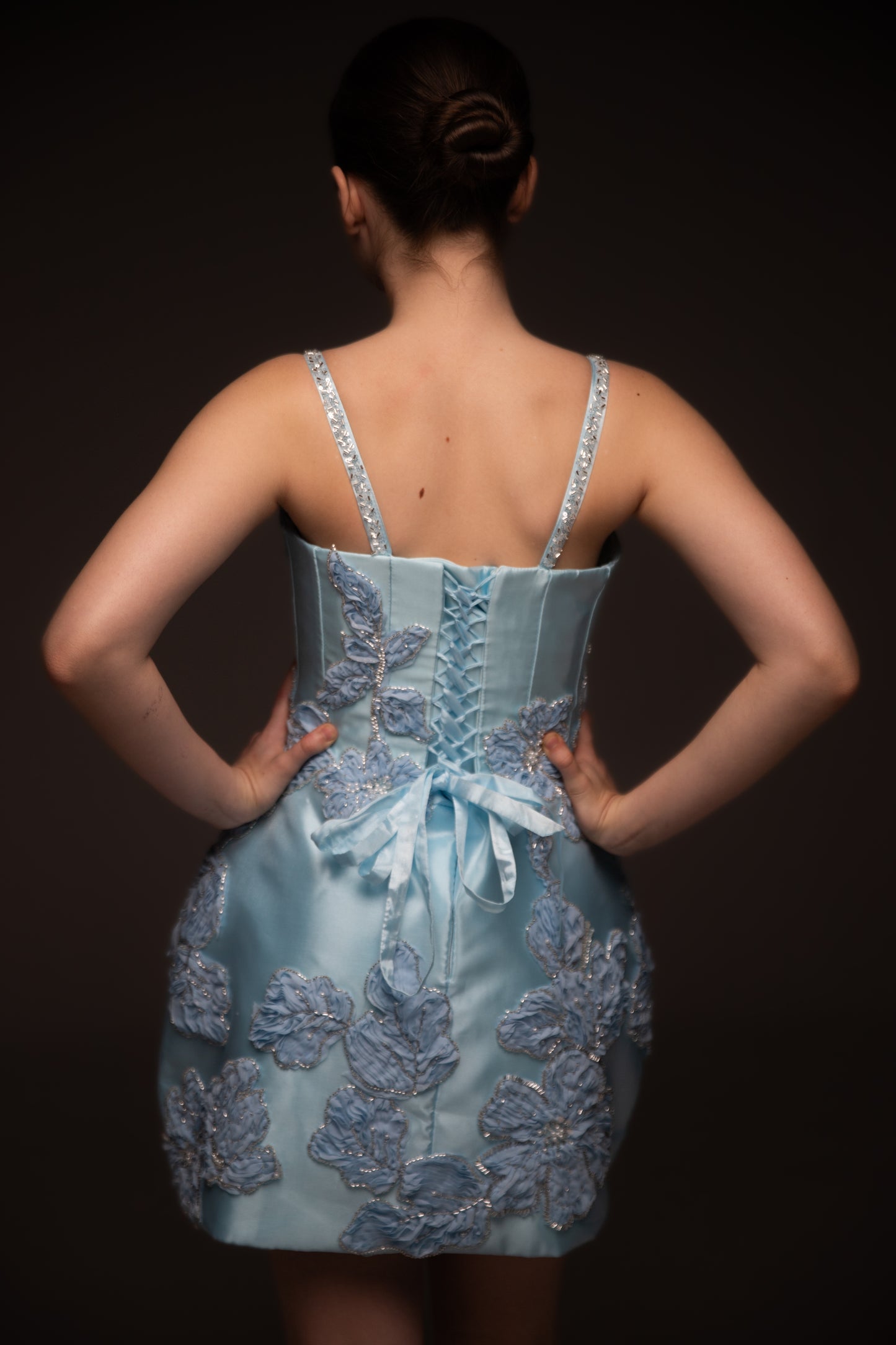 Blue organza couture special occasion dress, Birthday Girl Dress, Wedding guest Dress, Graduation Dress