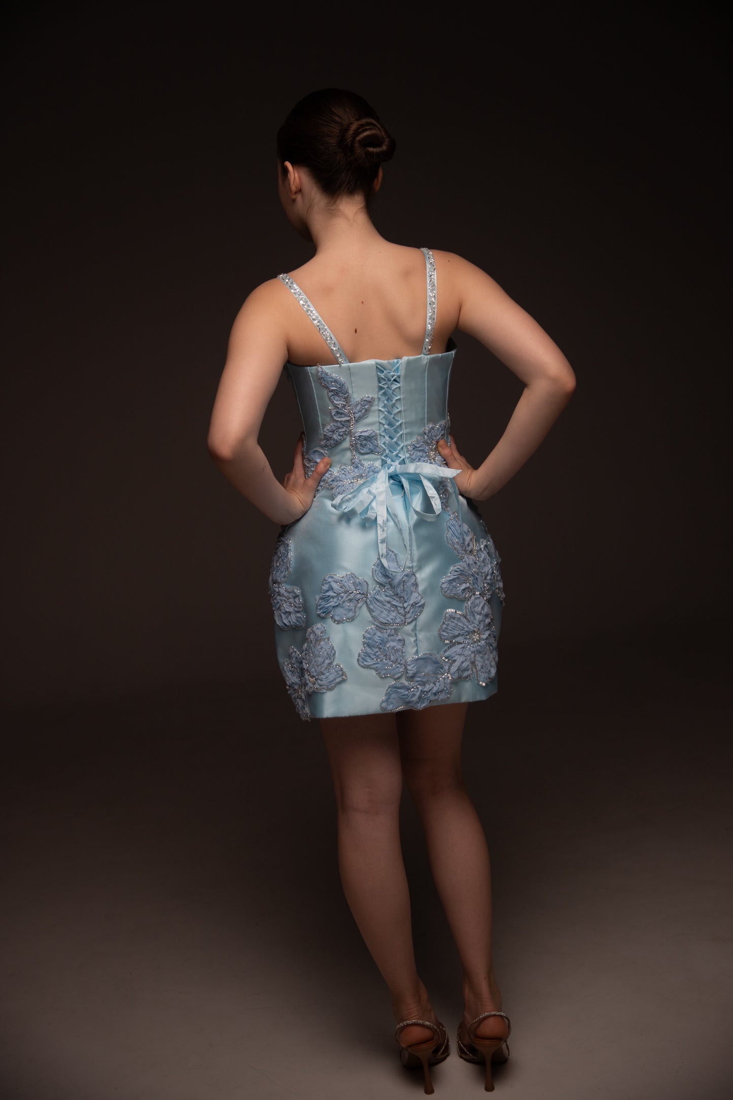 Blue organza couture special occasion dress, Birthday Girl Dress, Wedding guest Dress, Graduation Dress