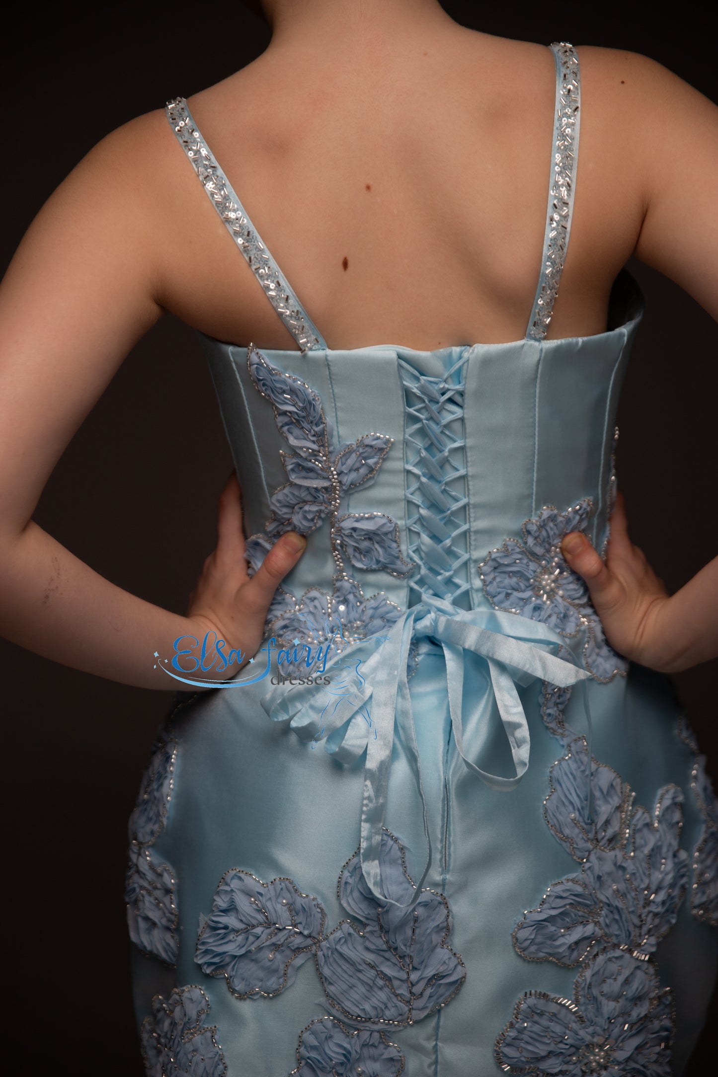 Blue organza couture special occasion dress, Pageant ball gown, Birthday Girl Dress, Flower Girl Dress, Wedding guest Dress, junior bridesmaid gown