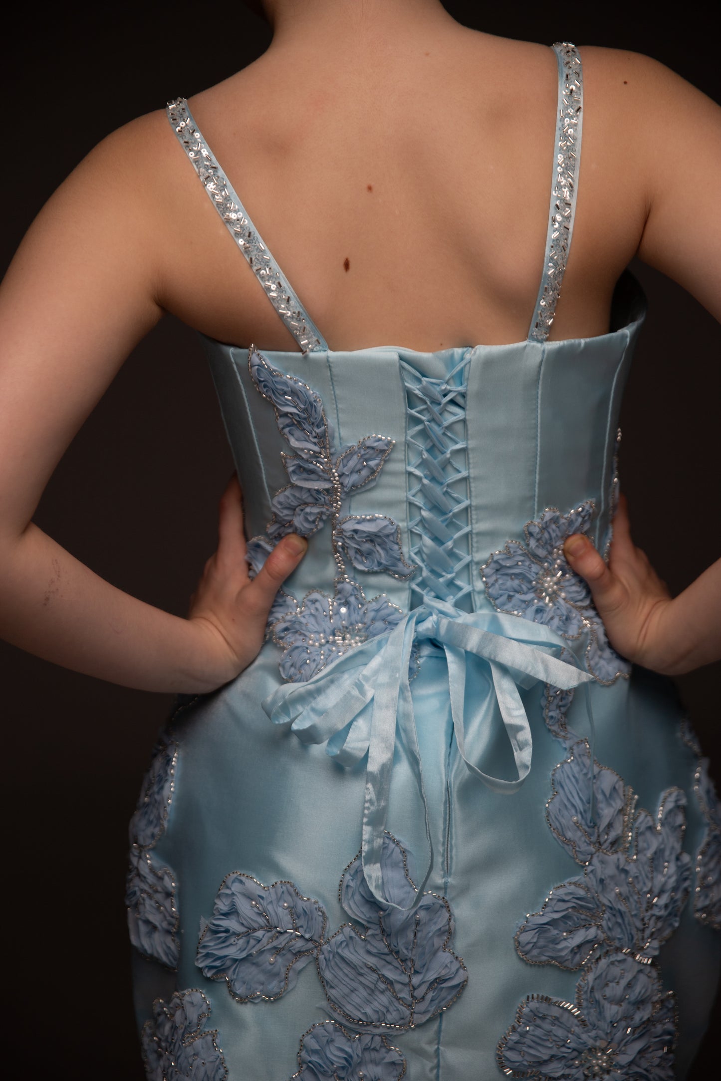Blue organza couture special occasion dress, Birthday Girl Dress, Wedding guest Dress, Graduation Dress
