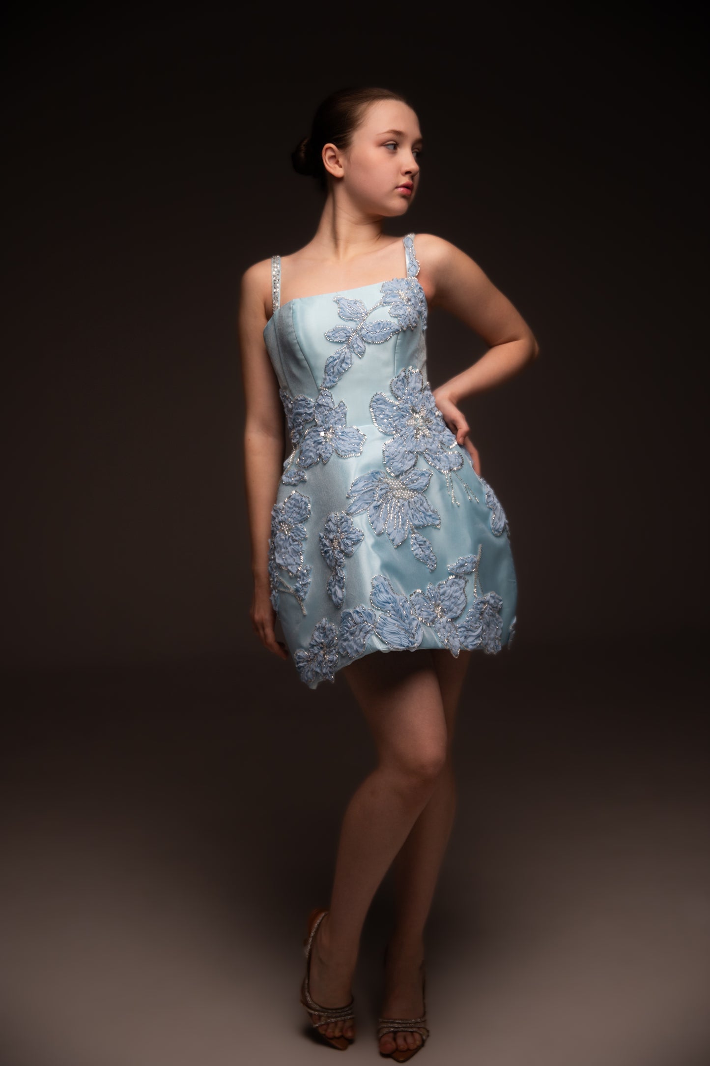 Blue organza couture special occasion dress, Birthday Girl Dress, Wedding guest Dress, Graduation Dress