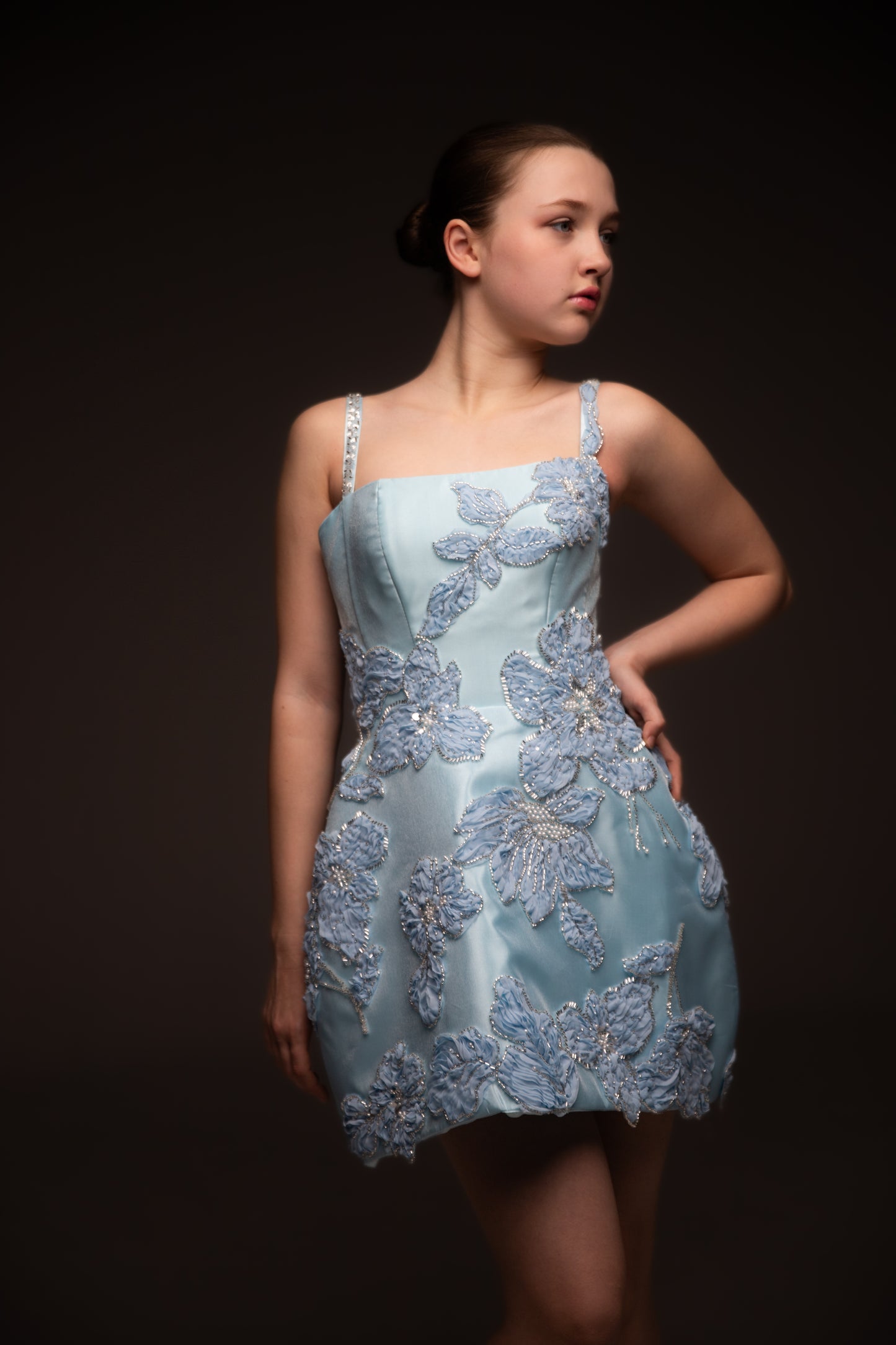 Blue organza couture special occasion dress, Birthday Girl Dress, Wedding guest Dress, Graduation Dress