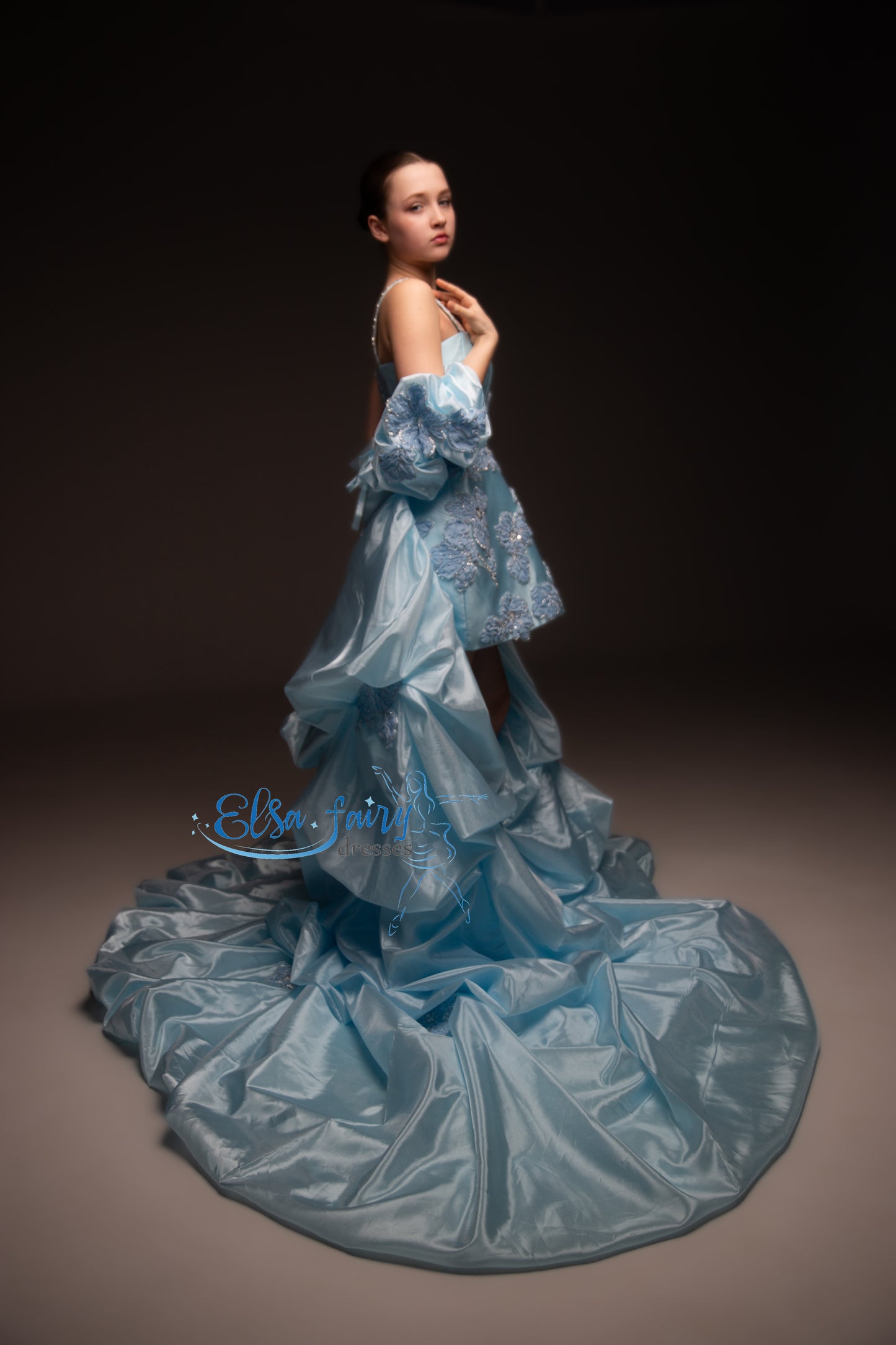 Blue organza couture special occasion dress, Pageant ball gown, Birthday Girl Dress, Flower Girl Dress, Wedding guest Dress, junior bridesmaid gown