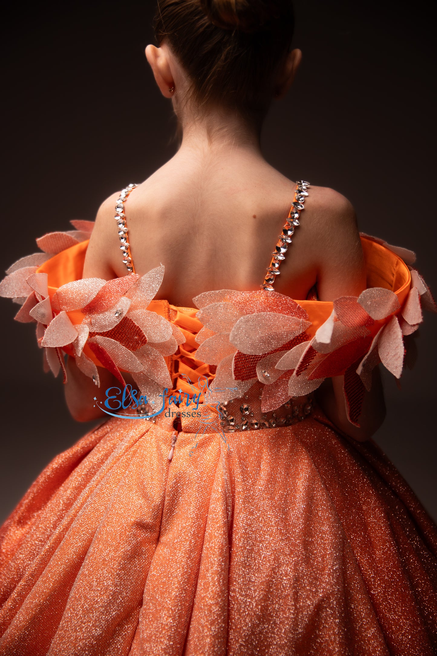 Orange Gala evening gown, Pageant ball gown, Birthday Girl Dress, Flower Girl Dress