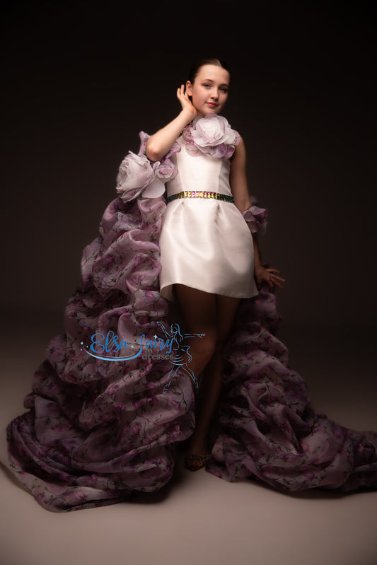 White organza couture special occasion dress, Pageant ball gown, Birthday Girl Dress, Flower Girl Dress, Wedding guest Dress, junior bridesmaid gown