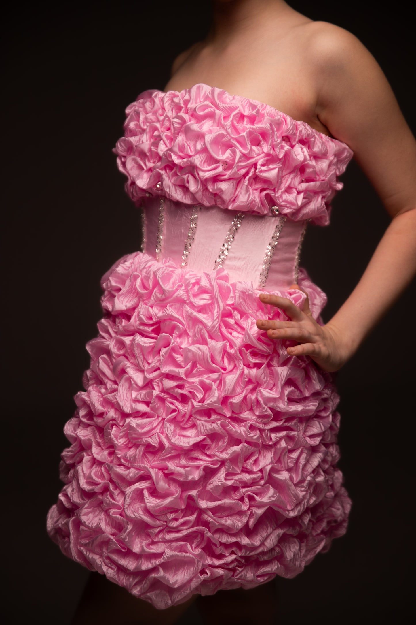 Pink organza couture special occasion dress, Birthday Girl Dress, Wedding guest Dress, Graduation Dress
