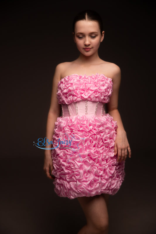 Pink organza couture special occasion dress, Birthday Girl Dress, Wedding guest Dress, Graduation Dress