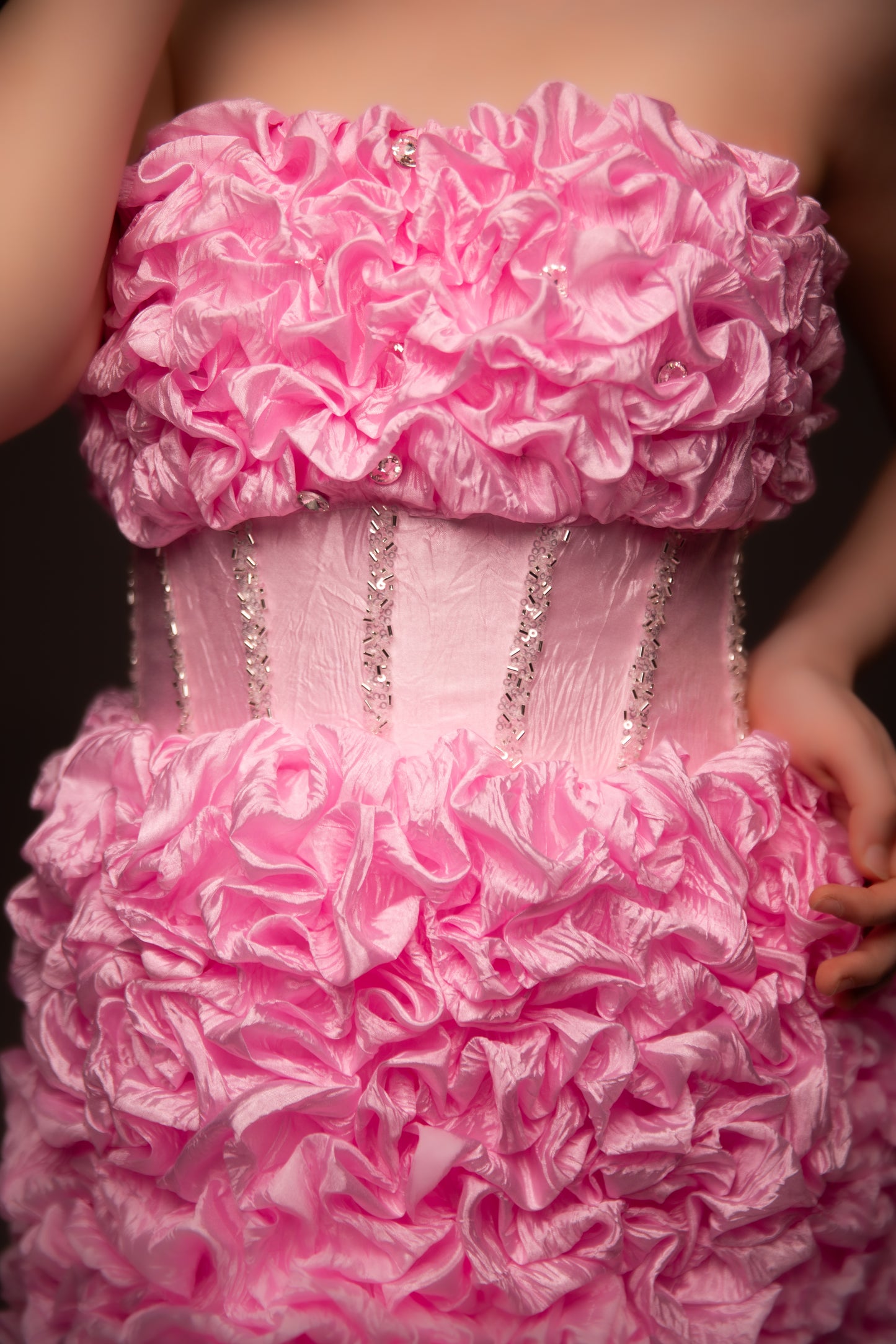 Pink organza couture special occasion dress, Birthday Girl Dress, Wedding guest Dress, Graduation Dress