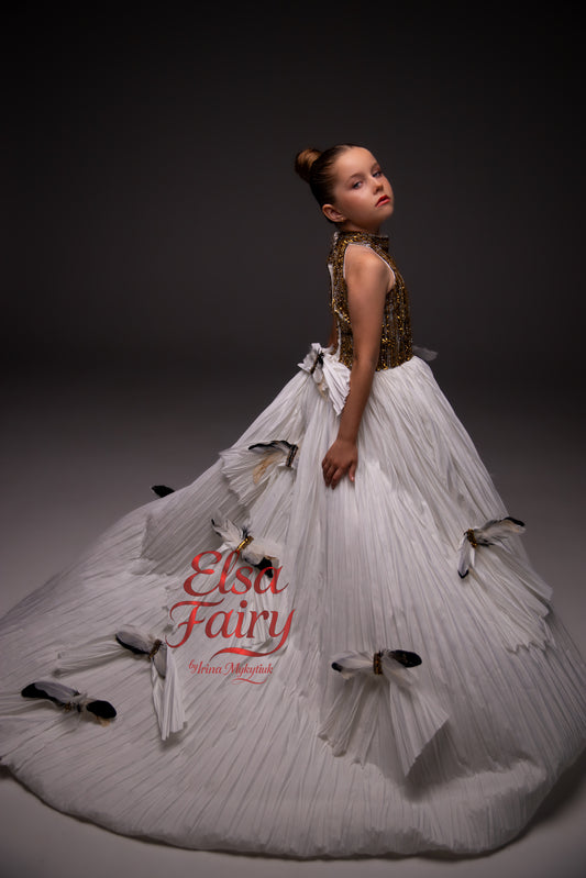 White couture special occasion dress, Pageant ball gown, Birthday Girl Dress, Flower Girl Dress
