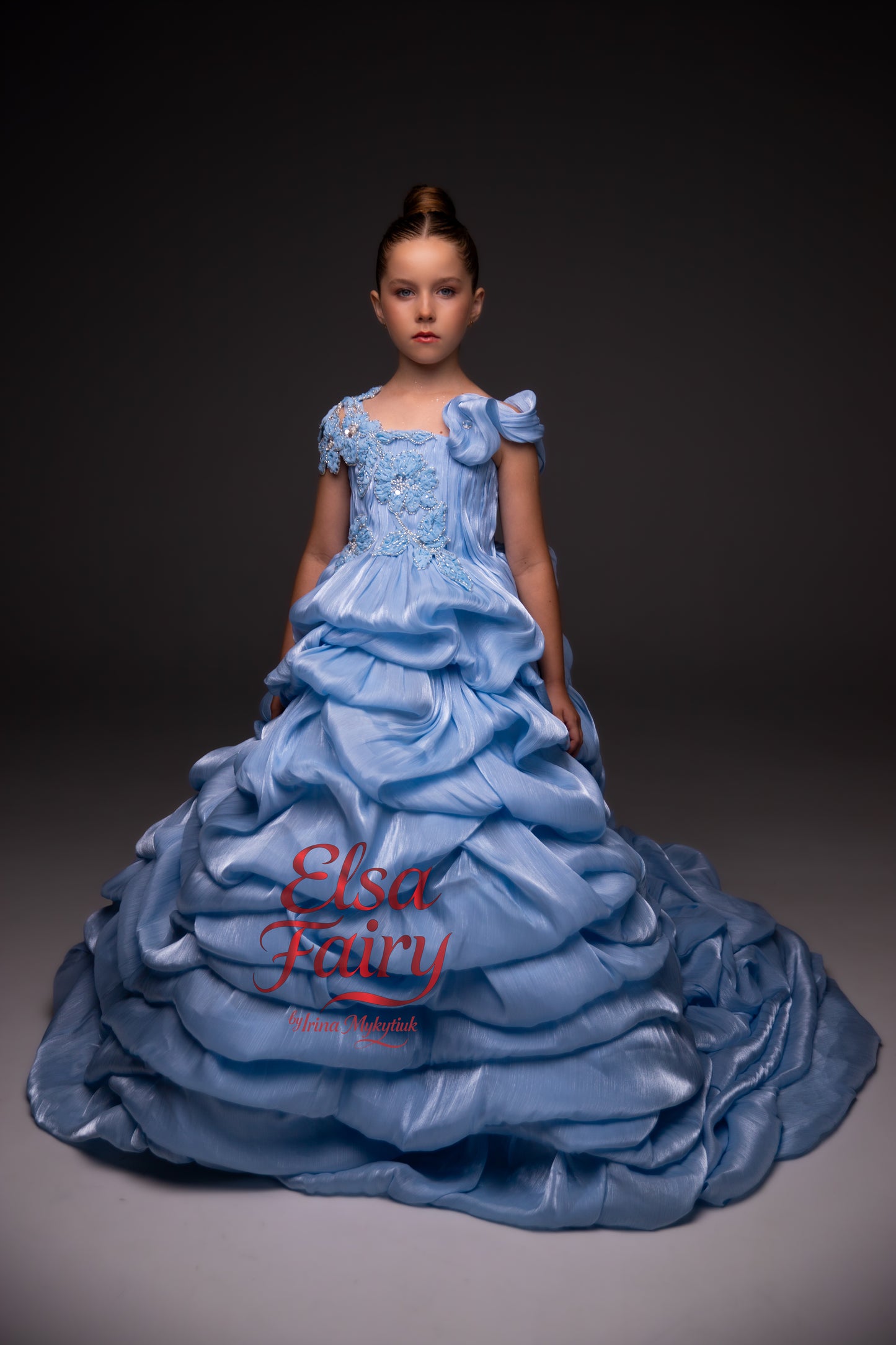 Blue couture special occasion dress, Pageant ball gown, Birthday Girl Dress, Flower Girl Dress