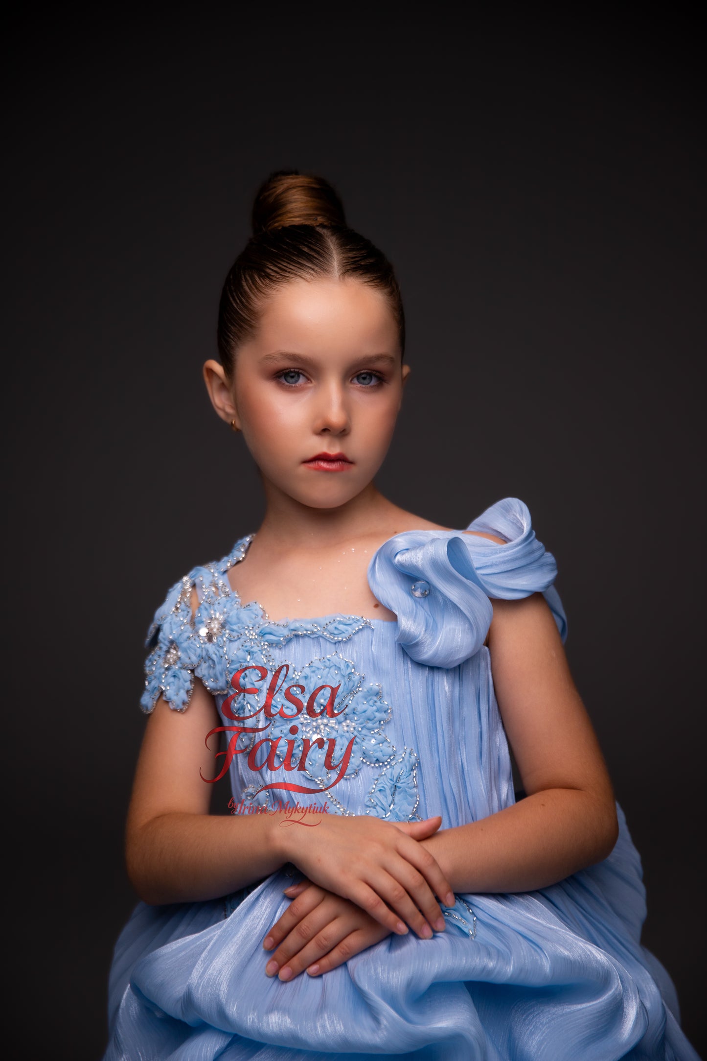 Blue couture special occasion dress, Pageant ball gown, Birthday Girl Dress, Flower Girl Dress