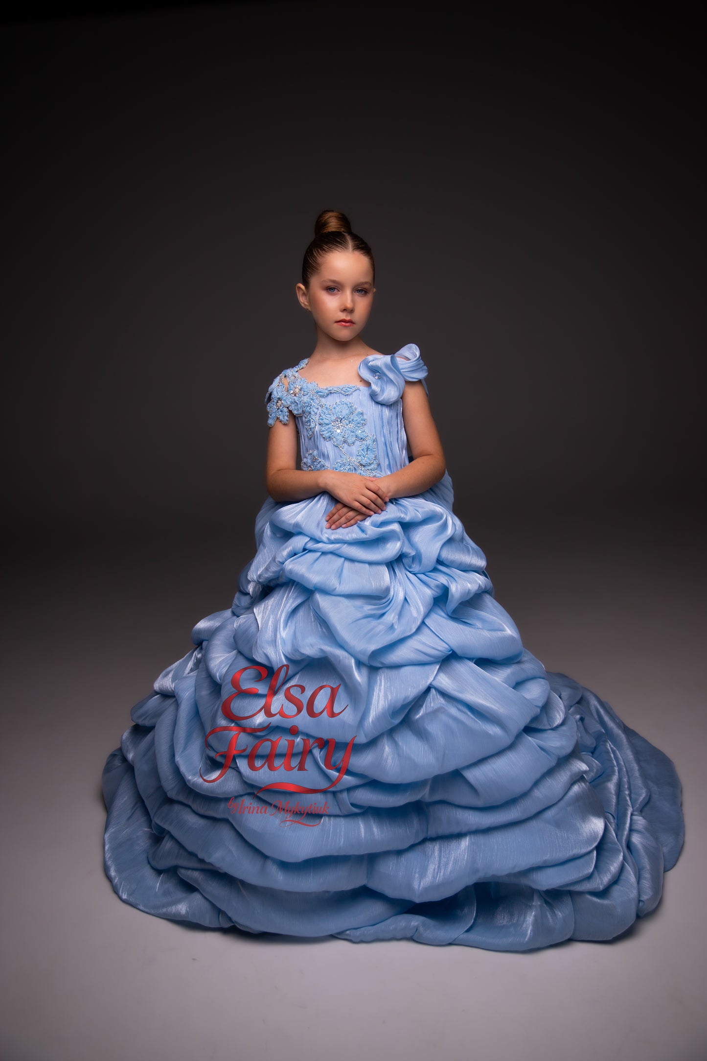 Blue couture special occasion dress, Pageant ball gown, Birthday Girl Dress, Flower Girl Dress
