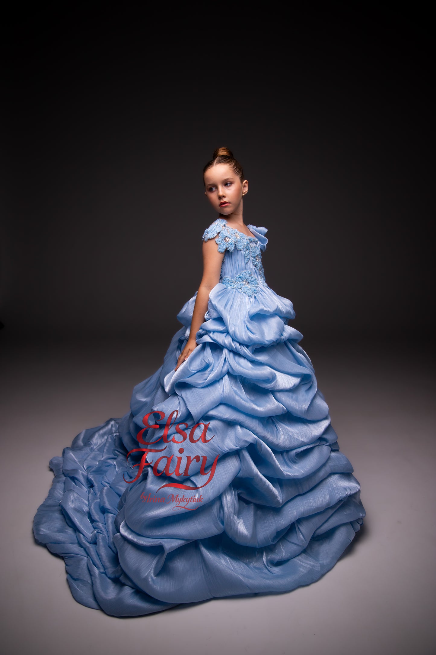Blue couture special occasion dress, Pageant ball gown, Birthday Girl Dress, Flower Girl Dress