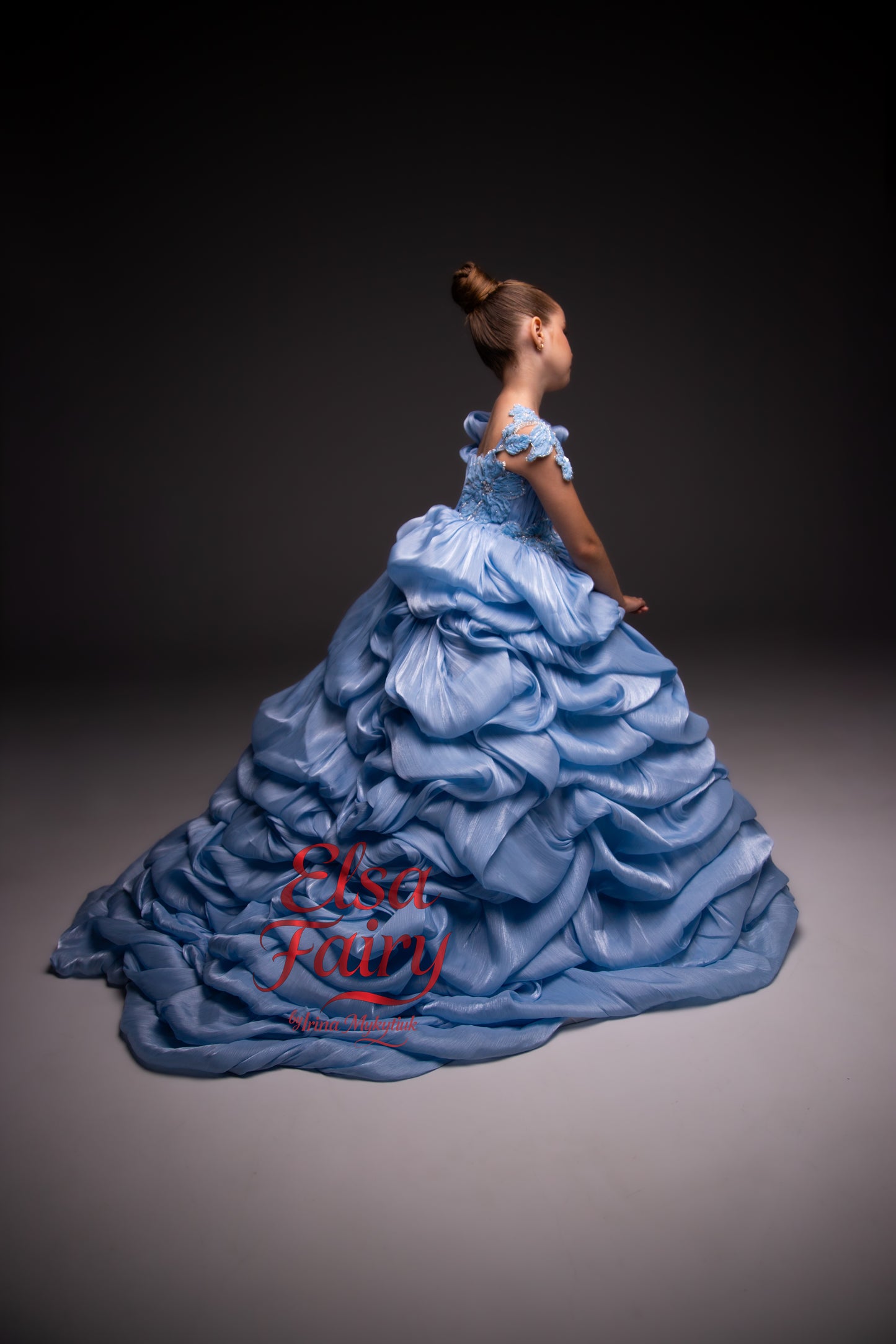 Blue couture special occasion dress, Pageant ball gown, Birthday Girl Dress, Flower Girl Dress