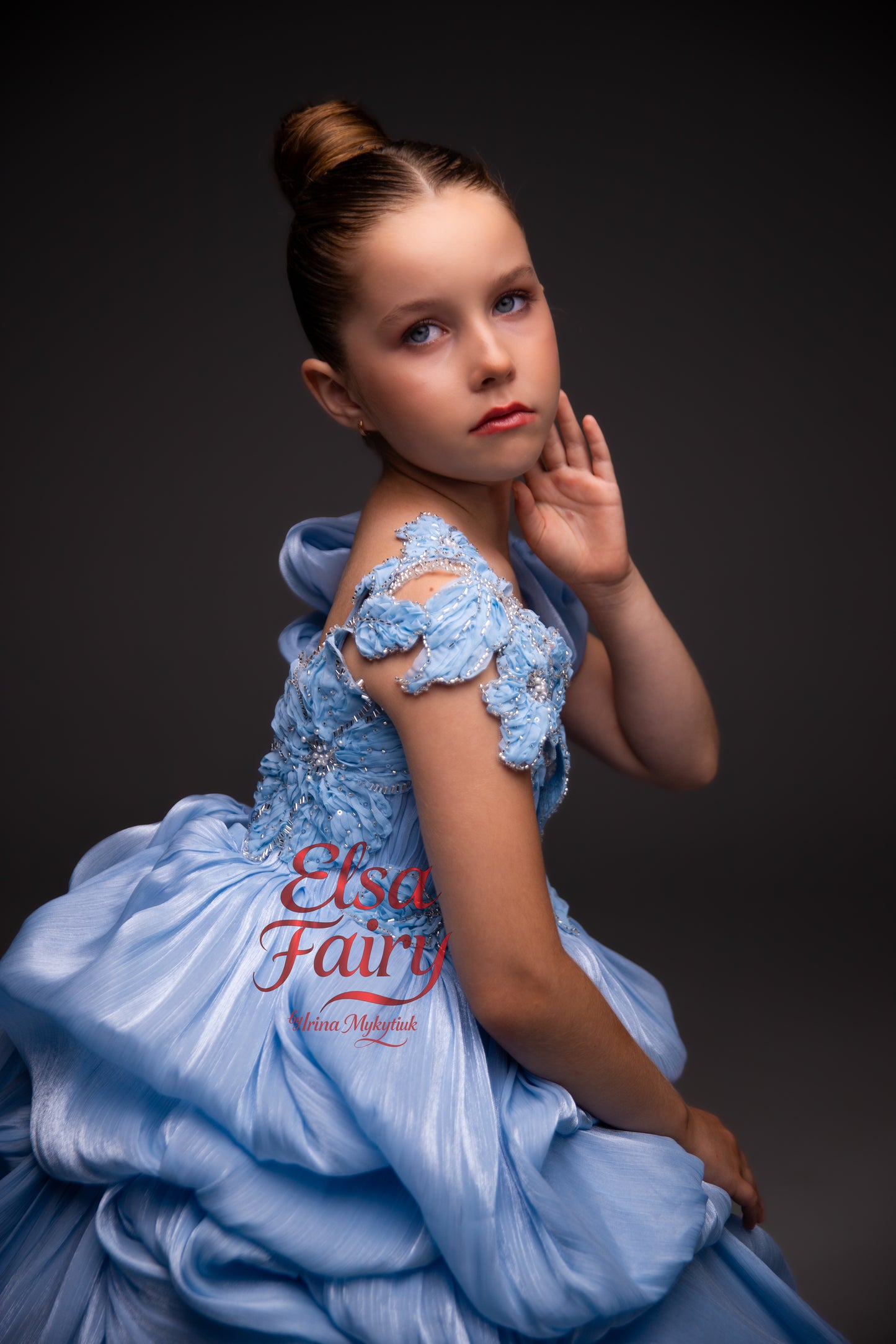 Blue couture special occasion dress, Pageant ball gown, Birthday Girl Dress, Flower Girl Dress
