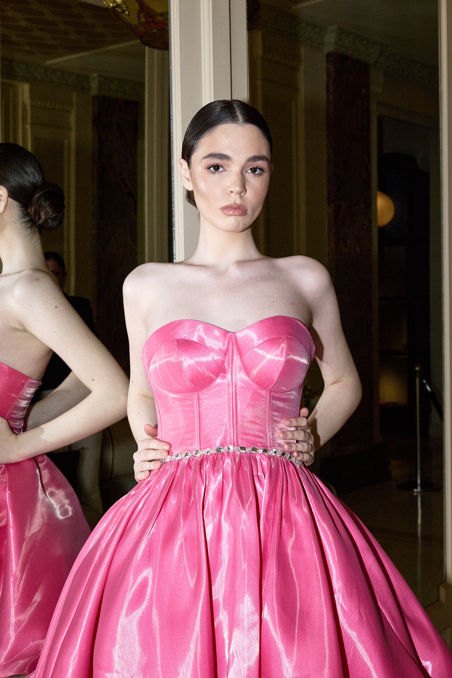 Hot Pink Party Dress with Bubble Skirt, Formal Mini Dress for Birthday, Prom and Events