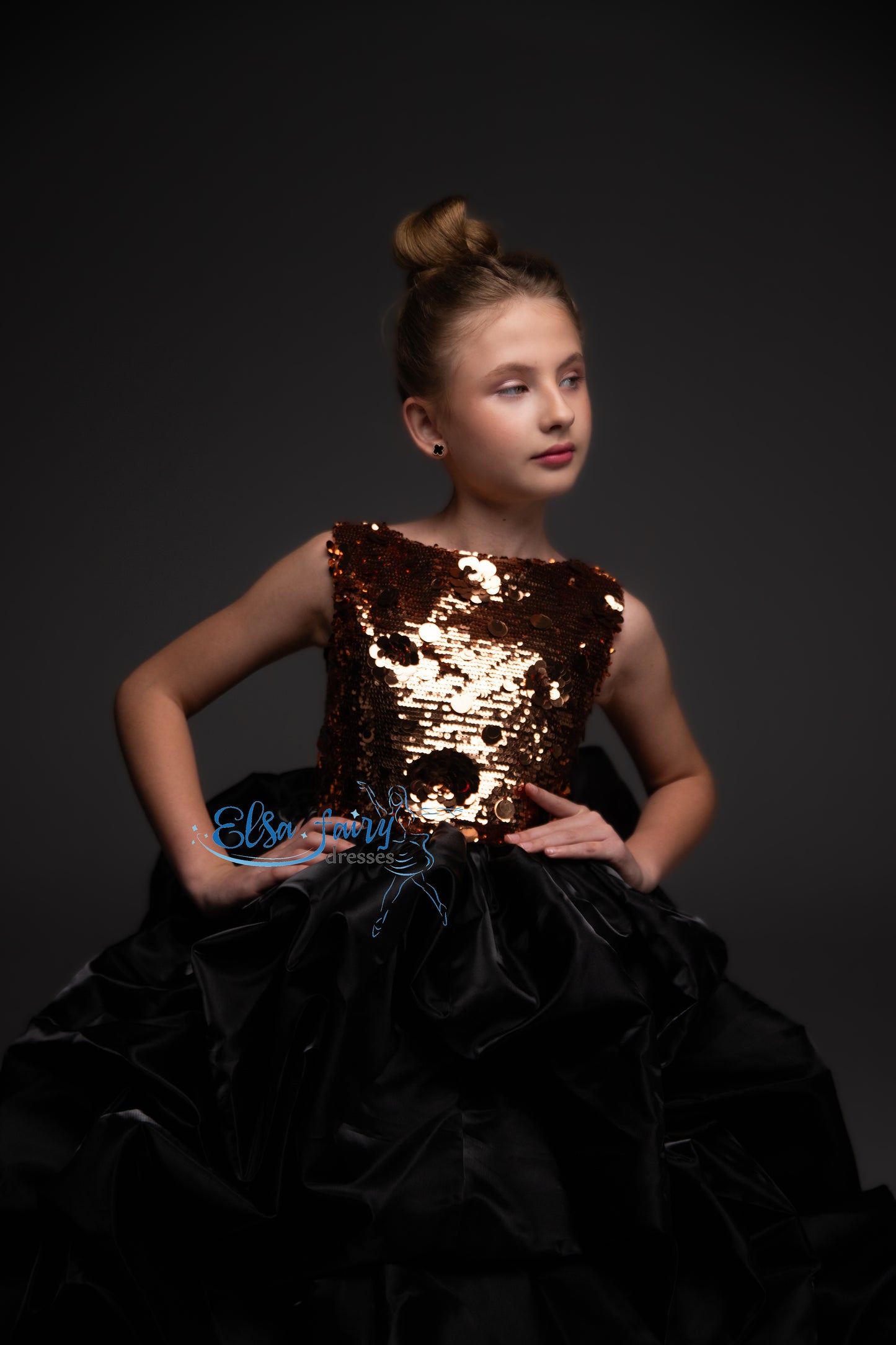 Black couture special occasion dress, Pageant ball gown, Birthday Girl Dress, Flower Girl Dress