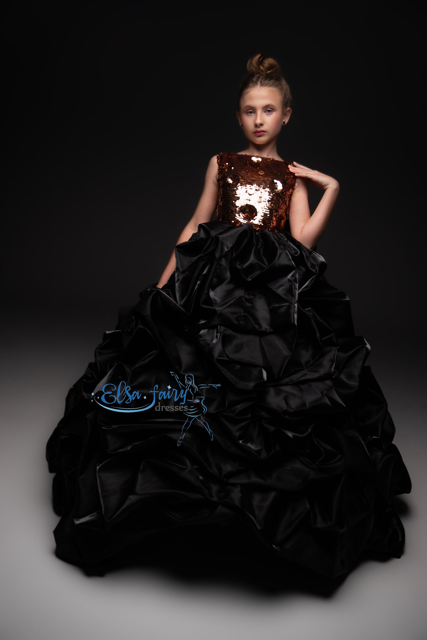 Black couture special occasion dress, Pageant ball gown, Birthday Girl Dress, Flower Girl Dress