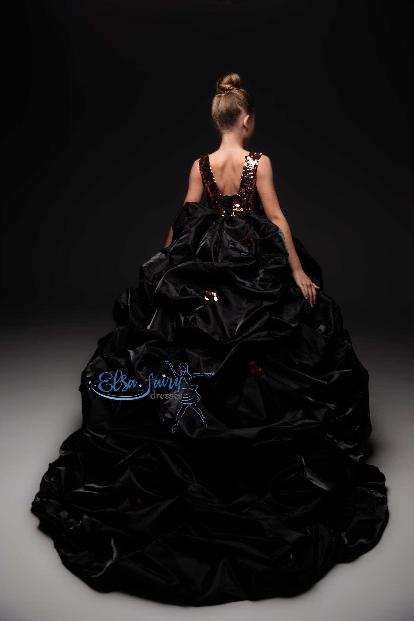 Black couture special occasion dress, Pageant ball gown, Birthday Girl Dress, Flower Girl Dress