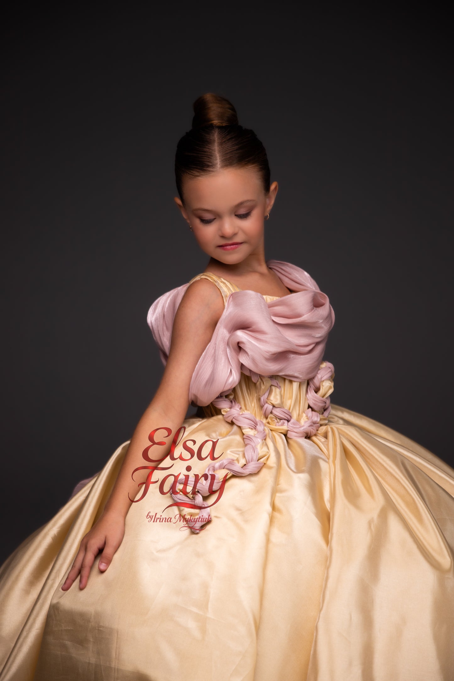 Gold Exclusive Gala evening gown, Pageant ball gown, Girl Birthday Dress