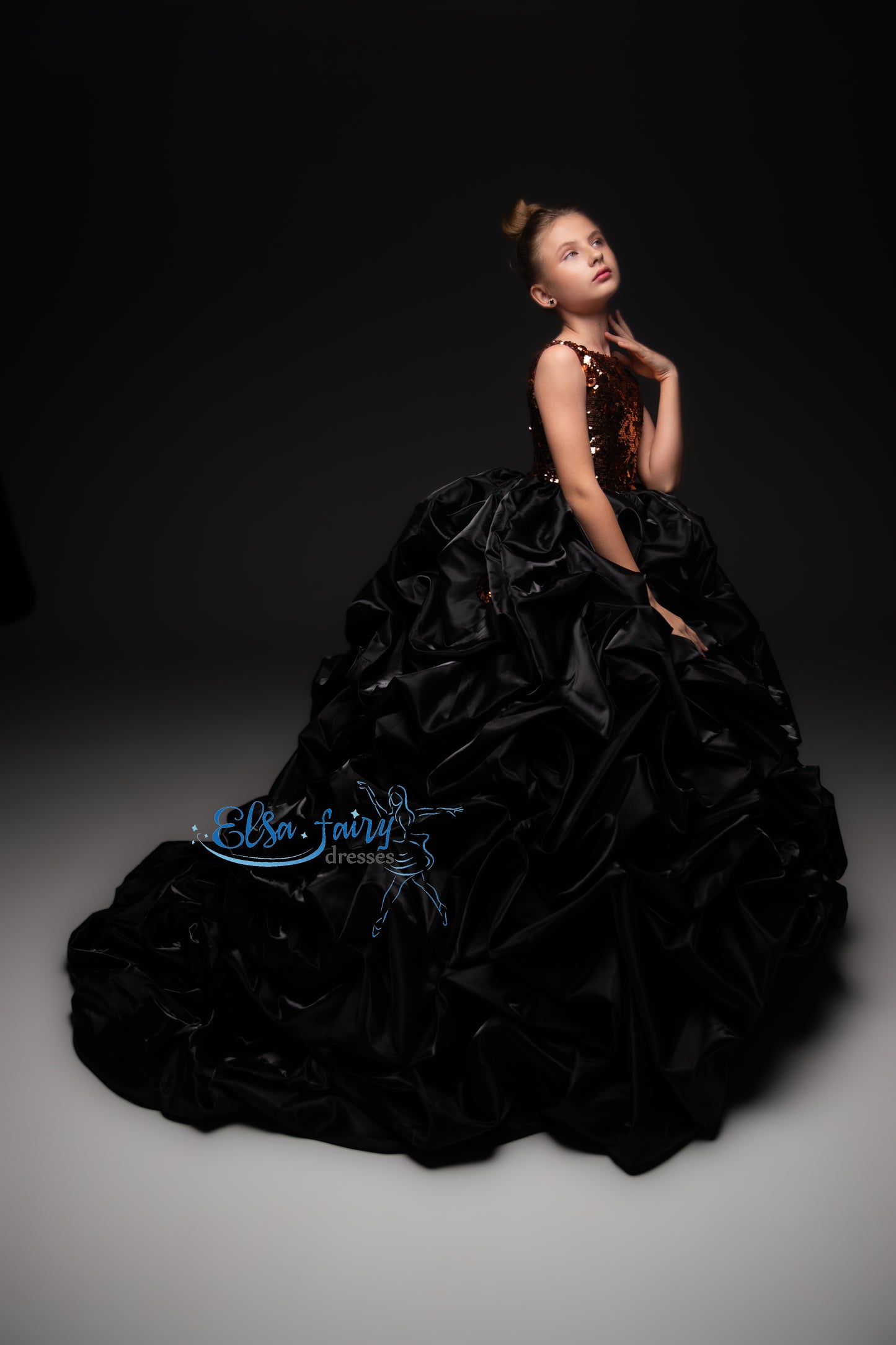 Black couture special occasion dress, Pageant ball gown, Birthday Girl Dress, Flower Girl Dress