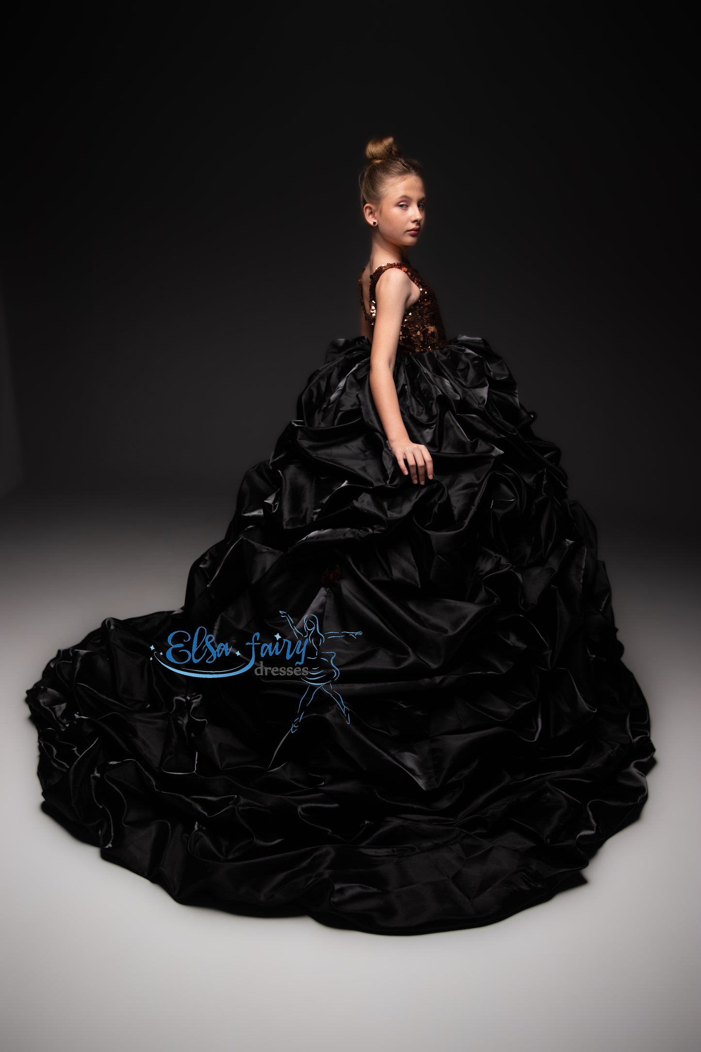 Black couture special occasion dress, Pageant ball gown, Birthday Girl Dress, Flower Girl Dress