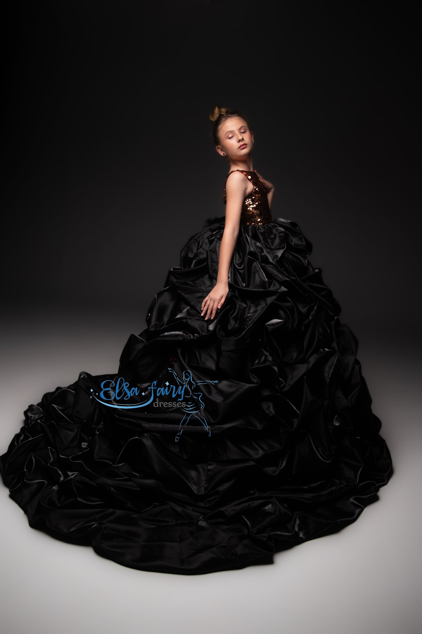 Black couture special occasion dress, Pageant ball gown, Birthday Girl Dress, Flower Girl Dress