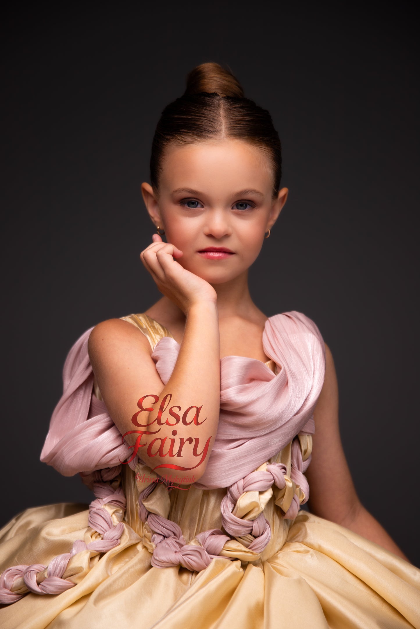 Gold Exclusive Gala evening gown, Pageant ball gown, Girl Birthday Dress