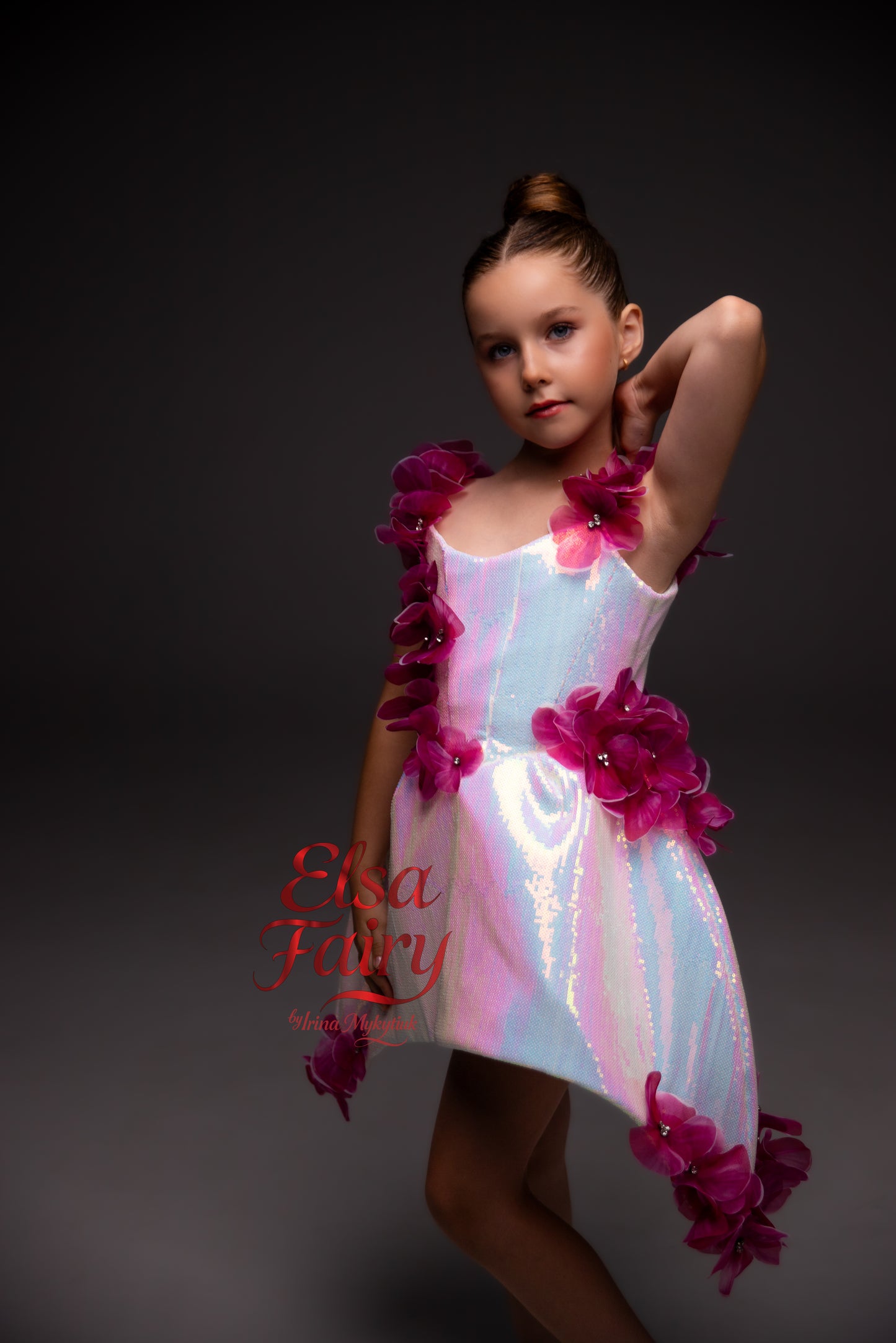 Off white cocktail gown, Flower Girl Dress, Wedding guest Dress, Girl Birthday Dress, junior bridesmaid gown