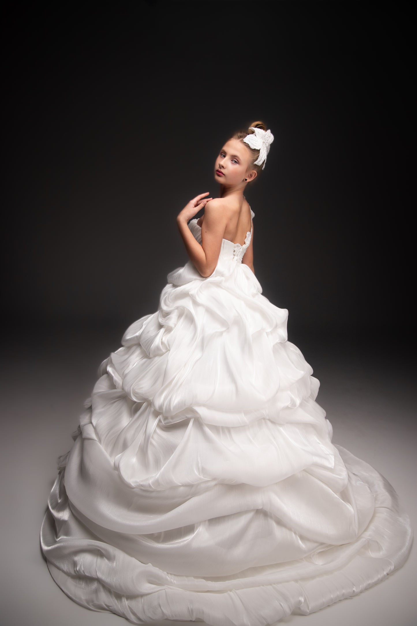 White couture special occasion dress, Pageant ball gown, Birthday Girl Dress, Flower Girl Dress