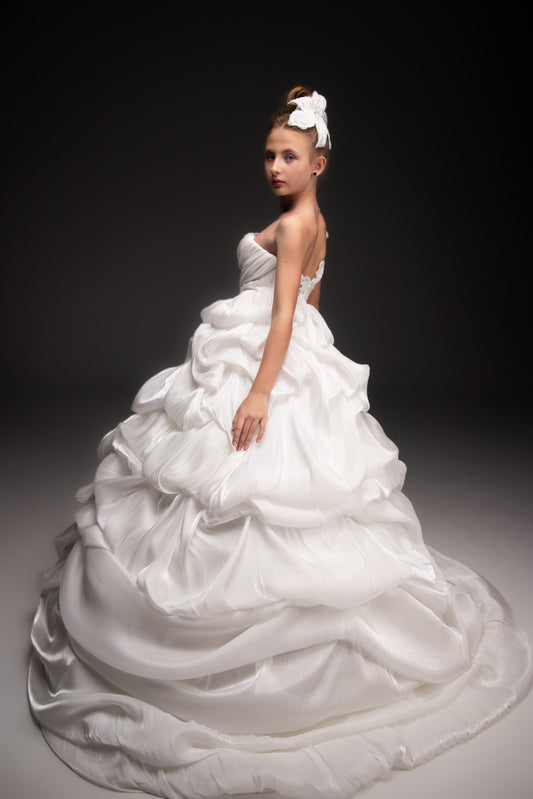 White couture special occasion dress, Pageant ball gown, Birthday Girl Dress, Flower Girl Dress