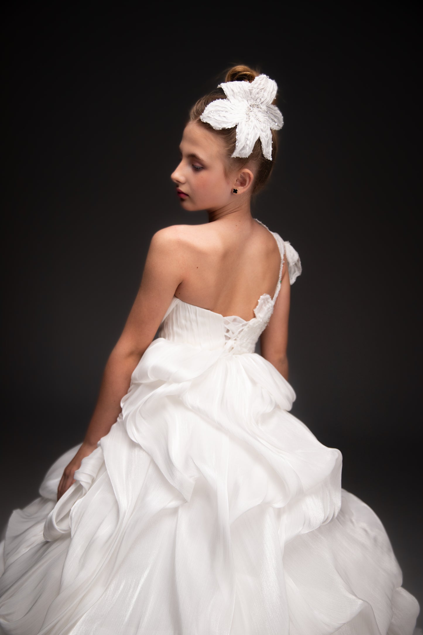 White couture special occasion dress, Pageant ball gown, Birthday Girl Dress, Flower Girl Dress