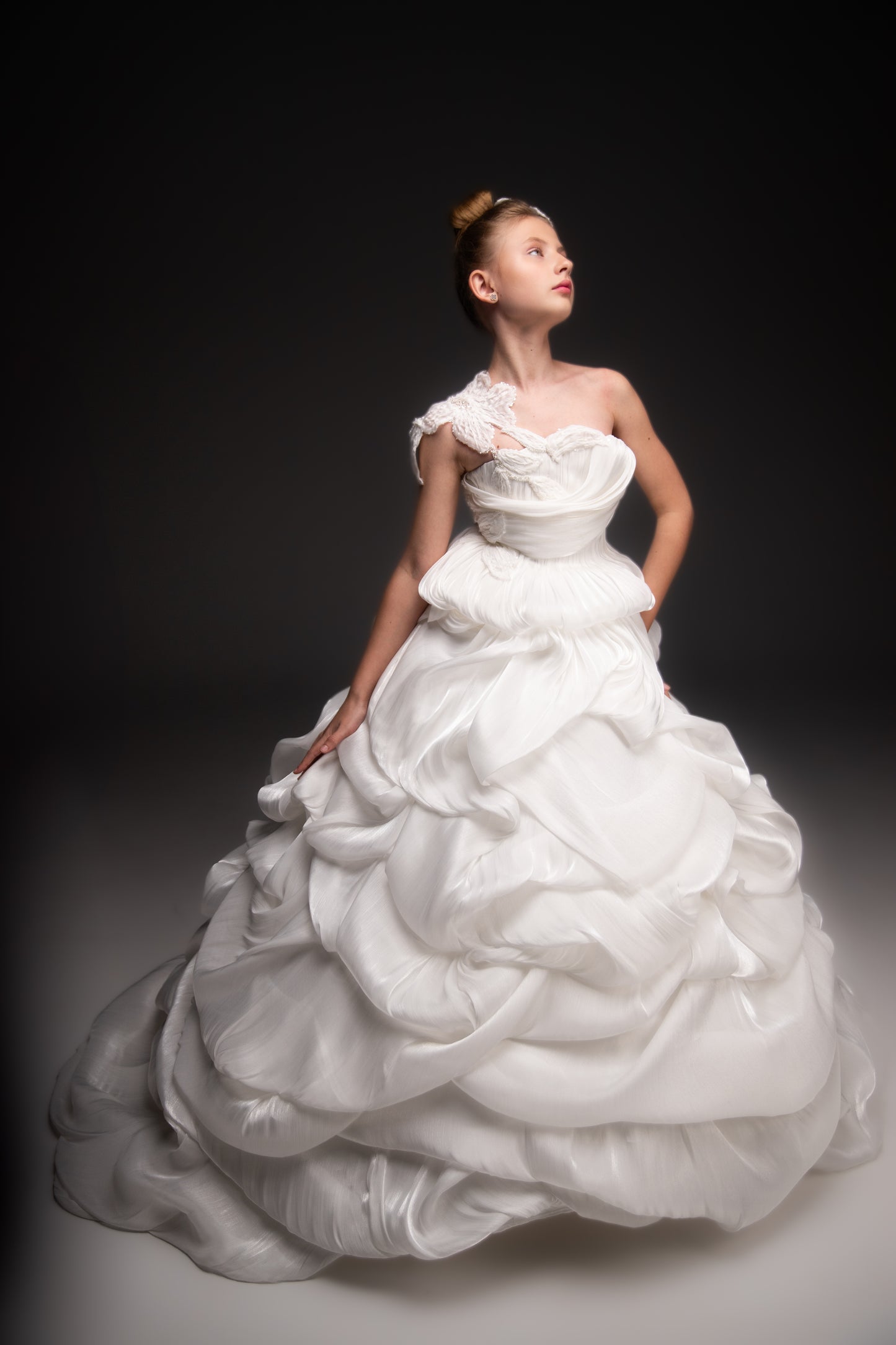 White couture special occasion dress, Pageant ball gown, Birthday Girl Dress, Flower Girl Dress