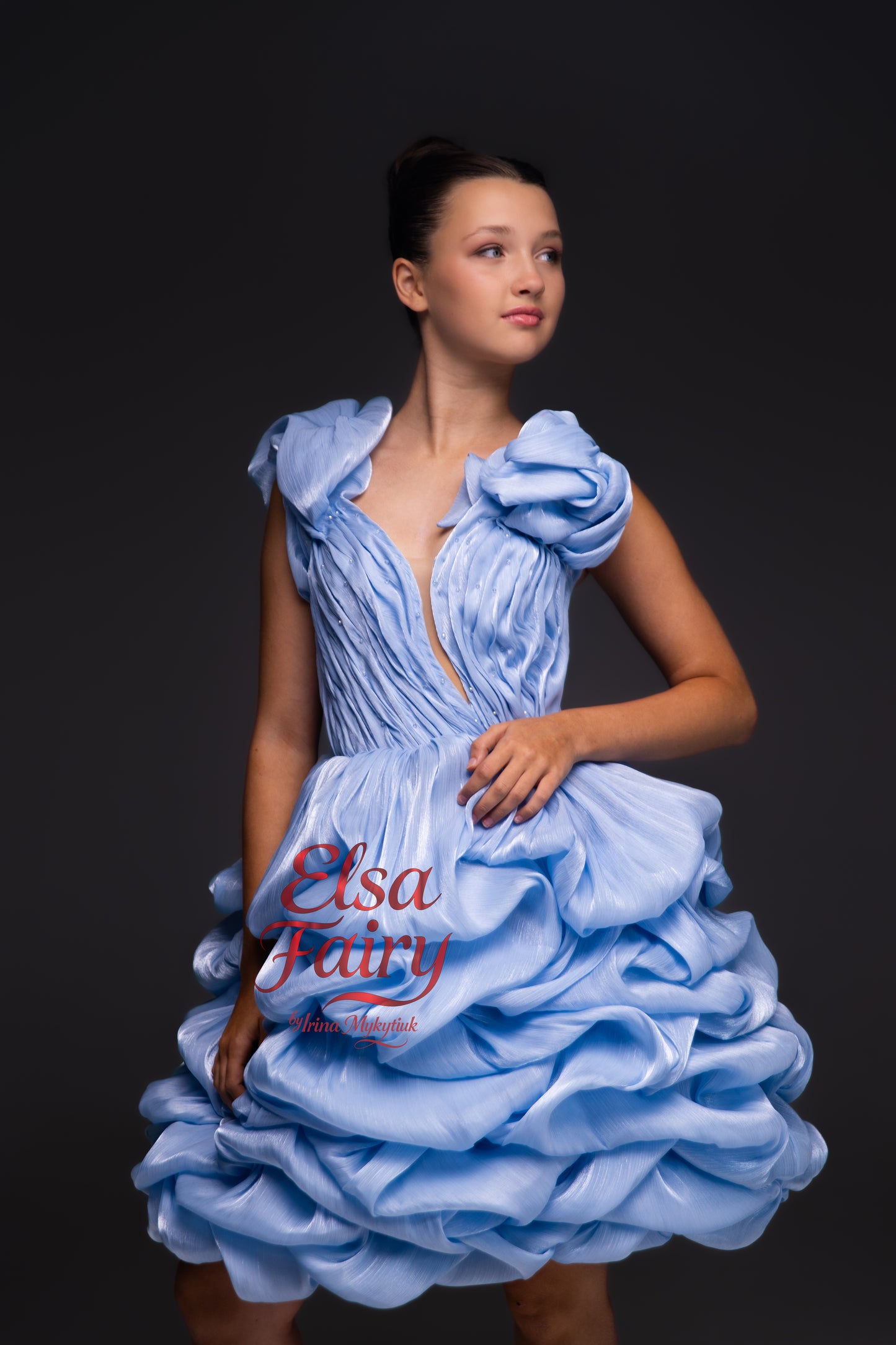 Blue couture cocktail dress, Pageant interview dress, Birthday Girl Dress, Flower Girl Dress, Wedding guest Dress, Graduation dress