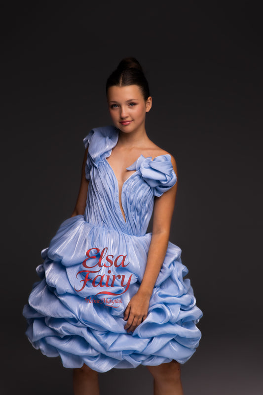 Blue couture cocktail dress, Pageant interview dress, Birthday Girl Dress, Flower Girl Dress, Wedding guest Dress, Graduation dress