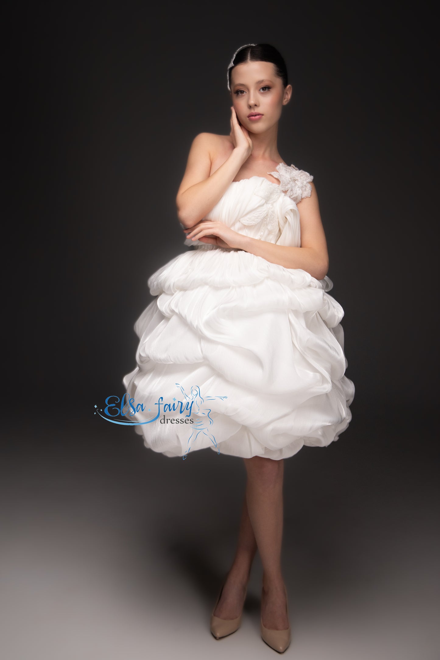 White couture cocktail dress, Pageant interview dress, Birthday Girl Dress, Flower Girl Dress, Wedding guest Dress, Graduation dress
