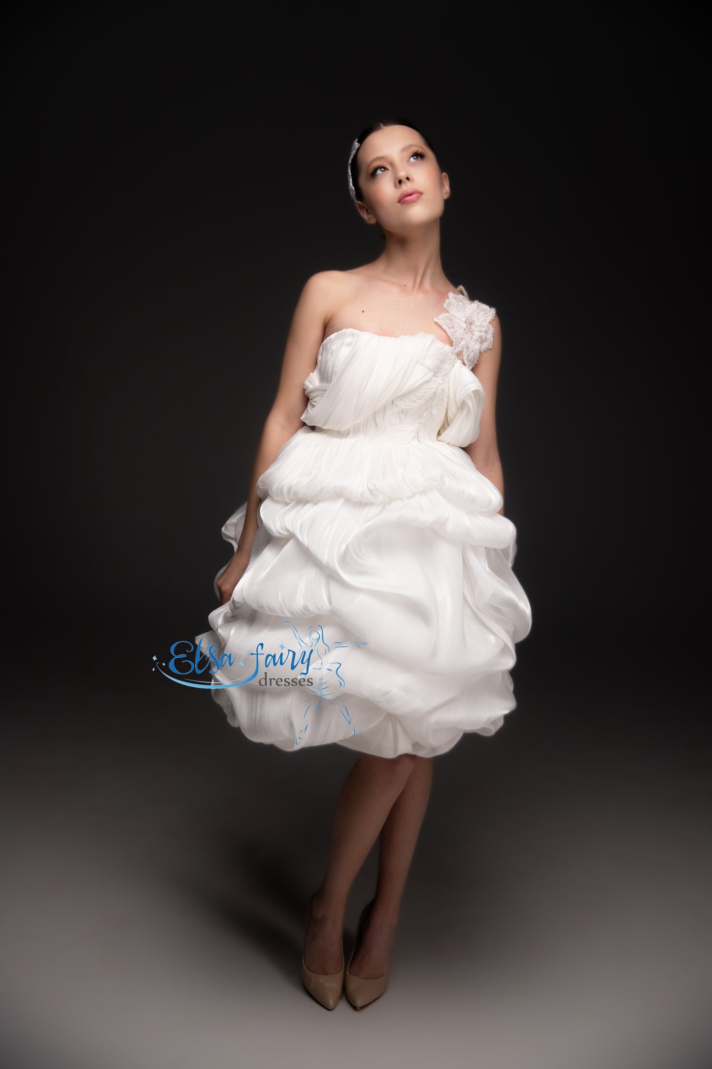 White couture cocktail dress, Pageant interview dress, Birthday Girl Dress, Flower Girl Dress, Wedding guest Dress, Graduation dress