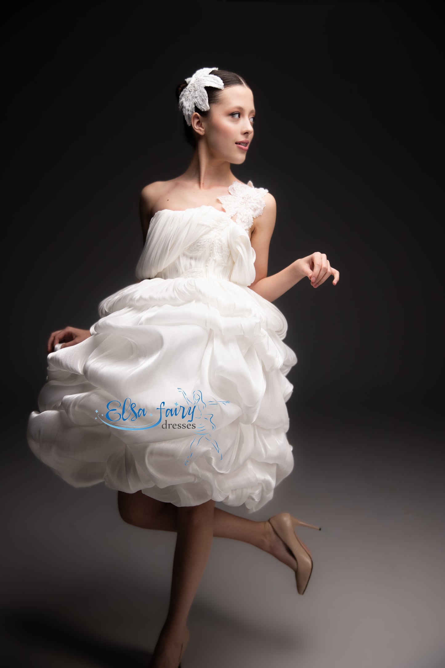 White couture cocktail dress, Pageant interview dress, Birthday Girl Dress, Flower Girl Dress, Wedding guest Dress, Graduation dress