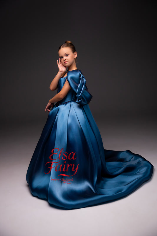 Royal Blue Gala evening gown, Pageant ball gown, Flower Girl Dress, Wedding Guest Dress, Girl Birthday Dress, junior bridesmaid gown