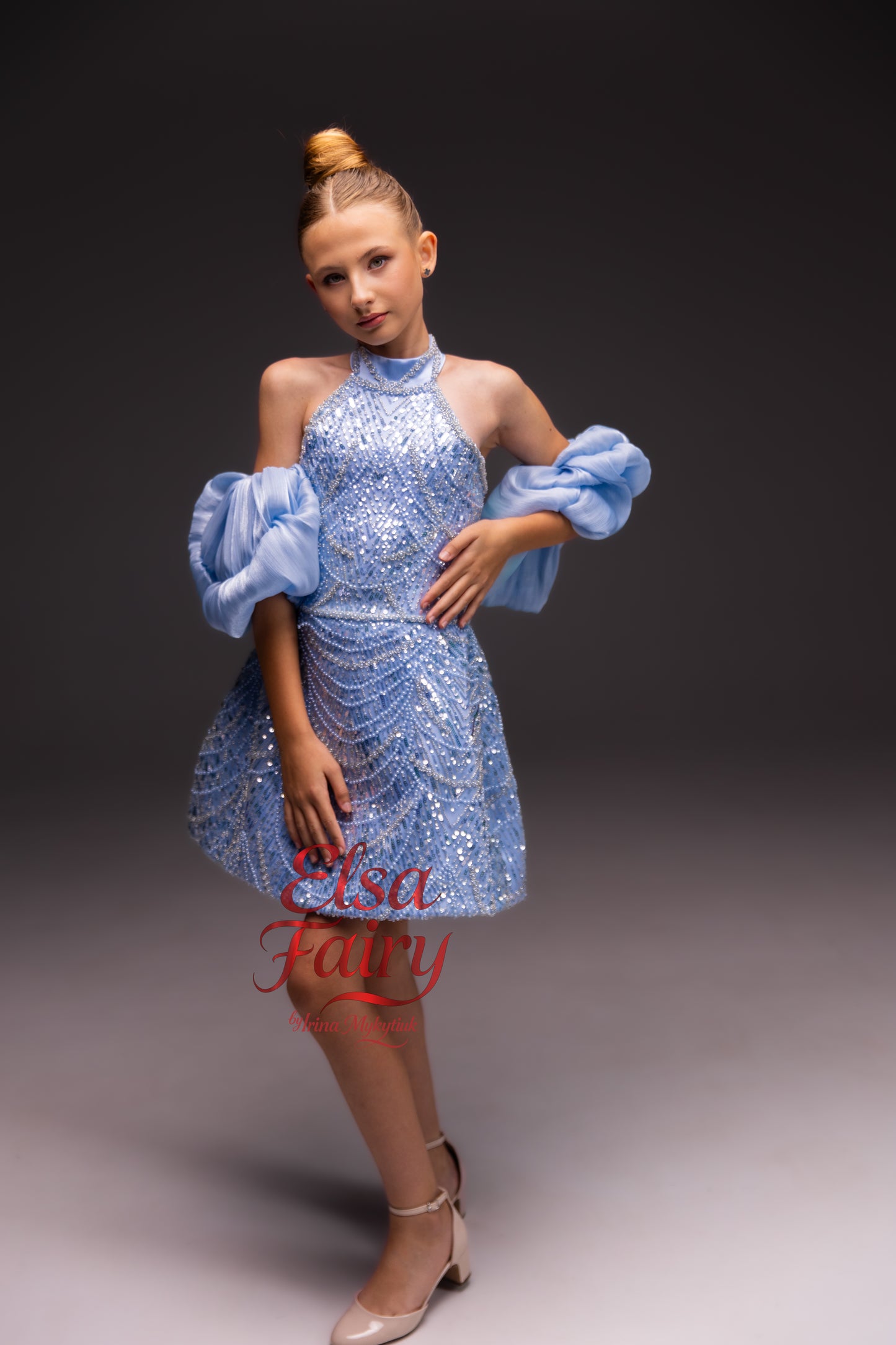Blue couture cocktail dress, Pageant interview dress, Birthday Girl Dress, Flower Girl Dress, Wedding guest Dress