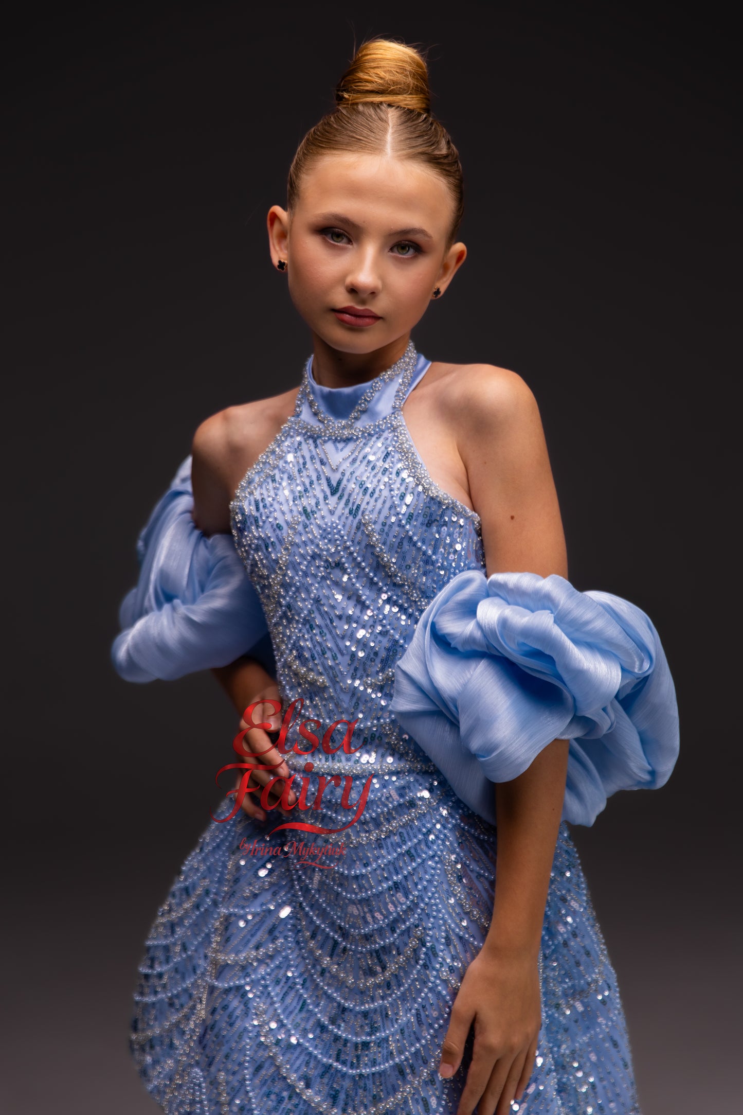 Blue couture cocktail dress, Pageant interview dress, Birthday Girl Dress, Flower Girl Dress, Wedding guest Dress