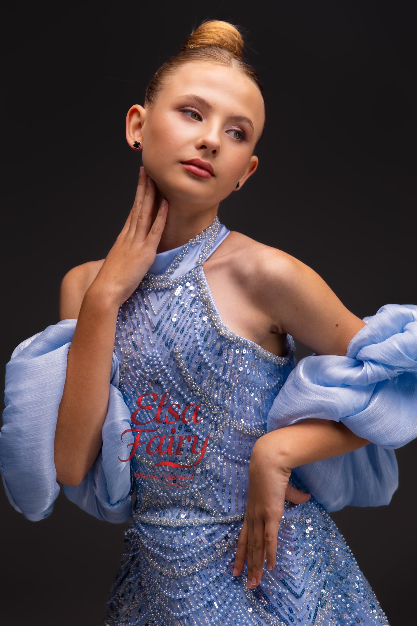 Blue couture cocktail dress, Pageant interview dress, Birthday Girl Dress, Flower Girl Dress, Wedding guest Dress