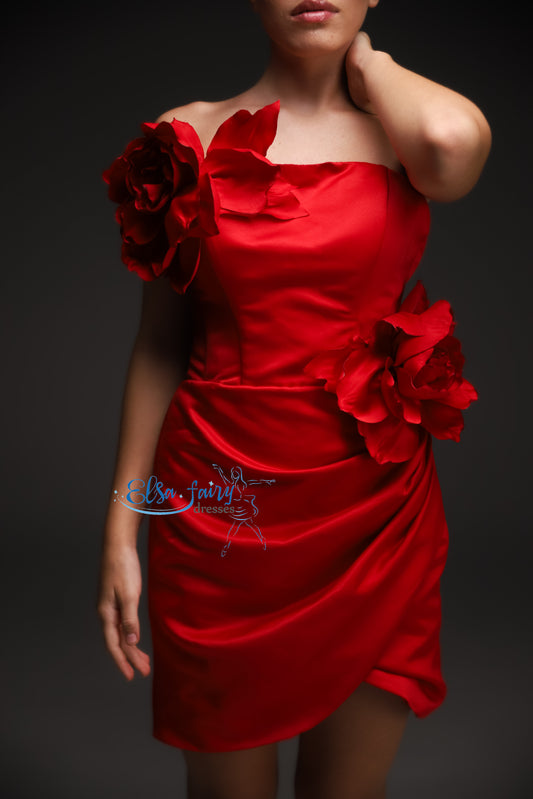 Red Cocktail Gown, Prom Dress, Wedding guest Dress, Pageant Interview Dress