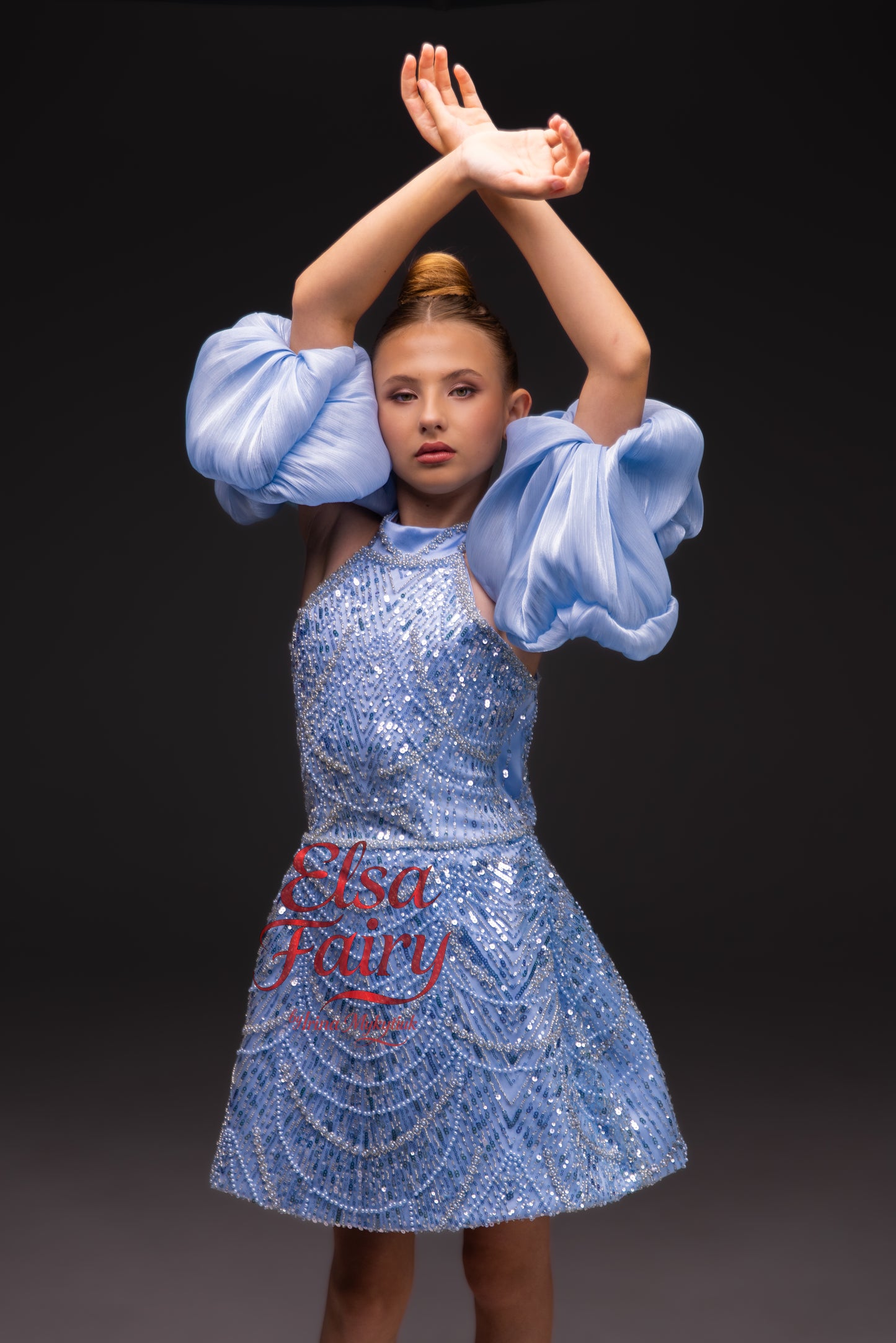 Blue couture cocktail dress, Pageant interview dress, Birthday Girl Dress, Flower Girl Dress, Wedding guest Dress