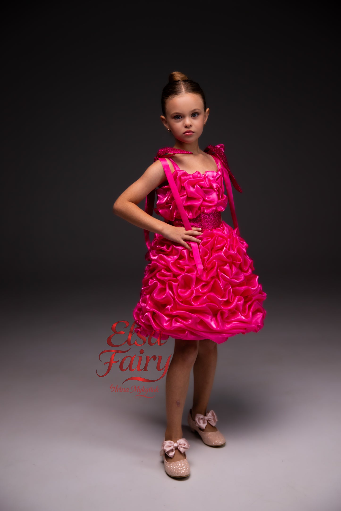 Hot Pink couture cocktail dress, Pageant interview dress, Birthday Girl Dress, Flower Girl Dress, Wedding guest Dress