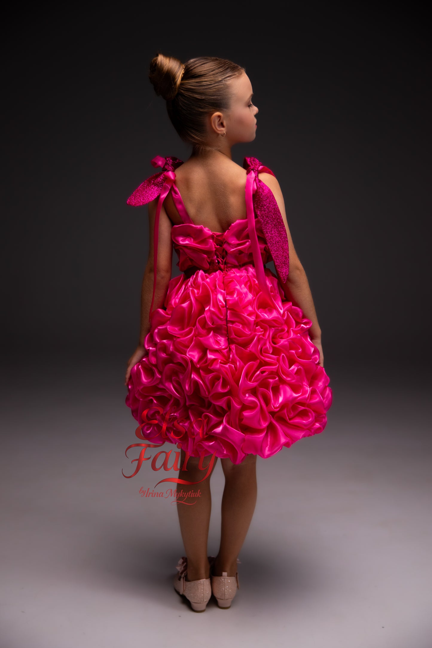 Hot Pink couture cocktail dress, Pageant interview dress, Birthday Girl Dress, Flower Girl Dress, Wedding guest Dress