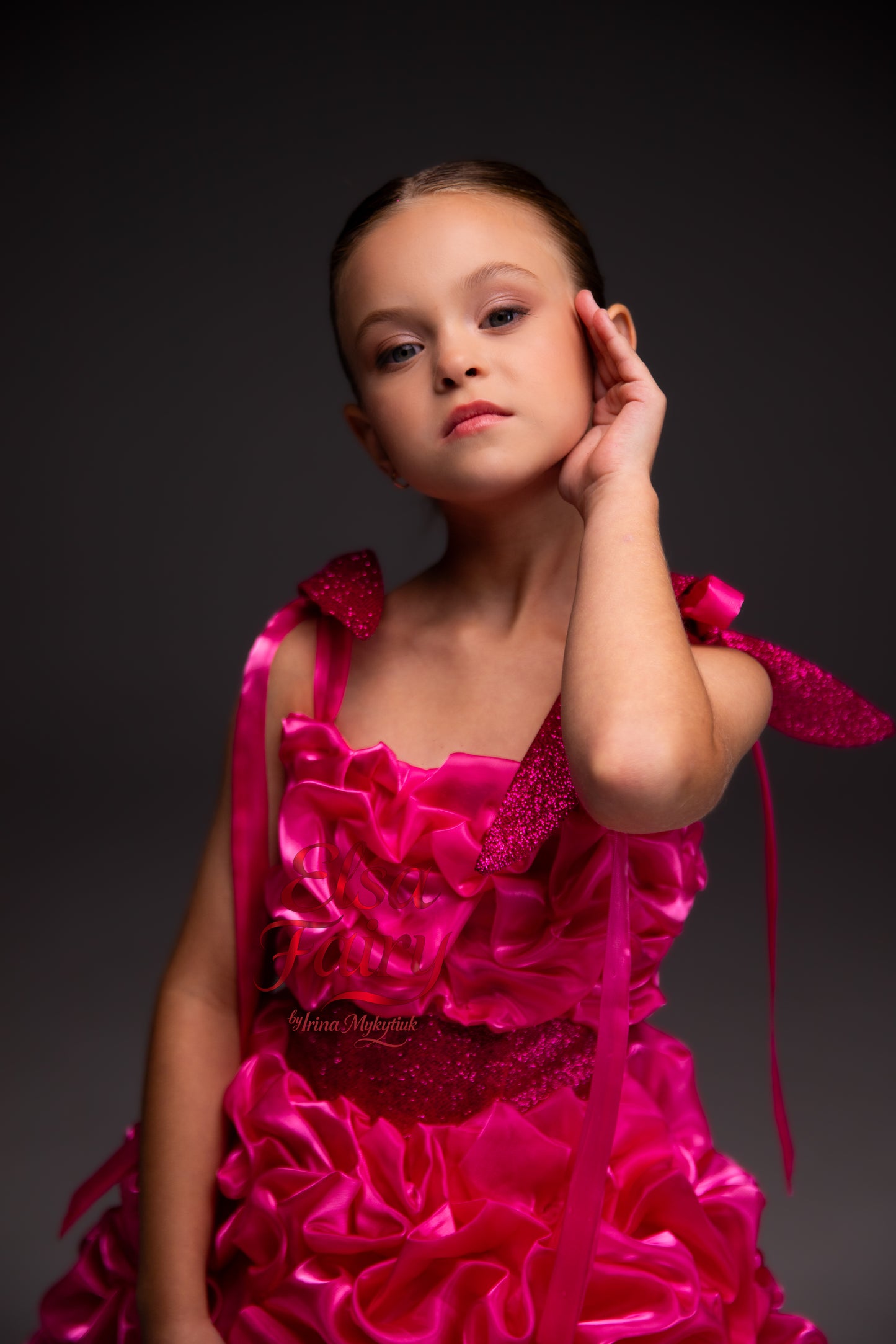 Hot Pink couture cocktail dress, Pageant interview dress, Birthday Girl Dress, Flower Girl Dress, Wedding guest Dress