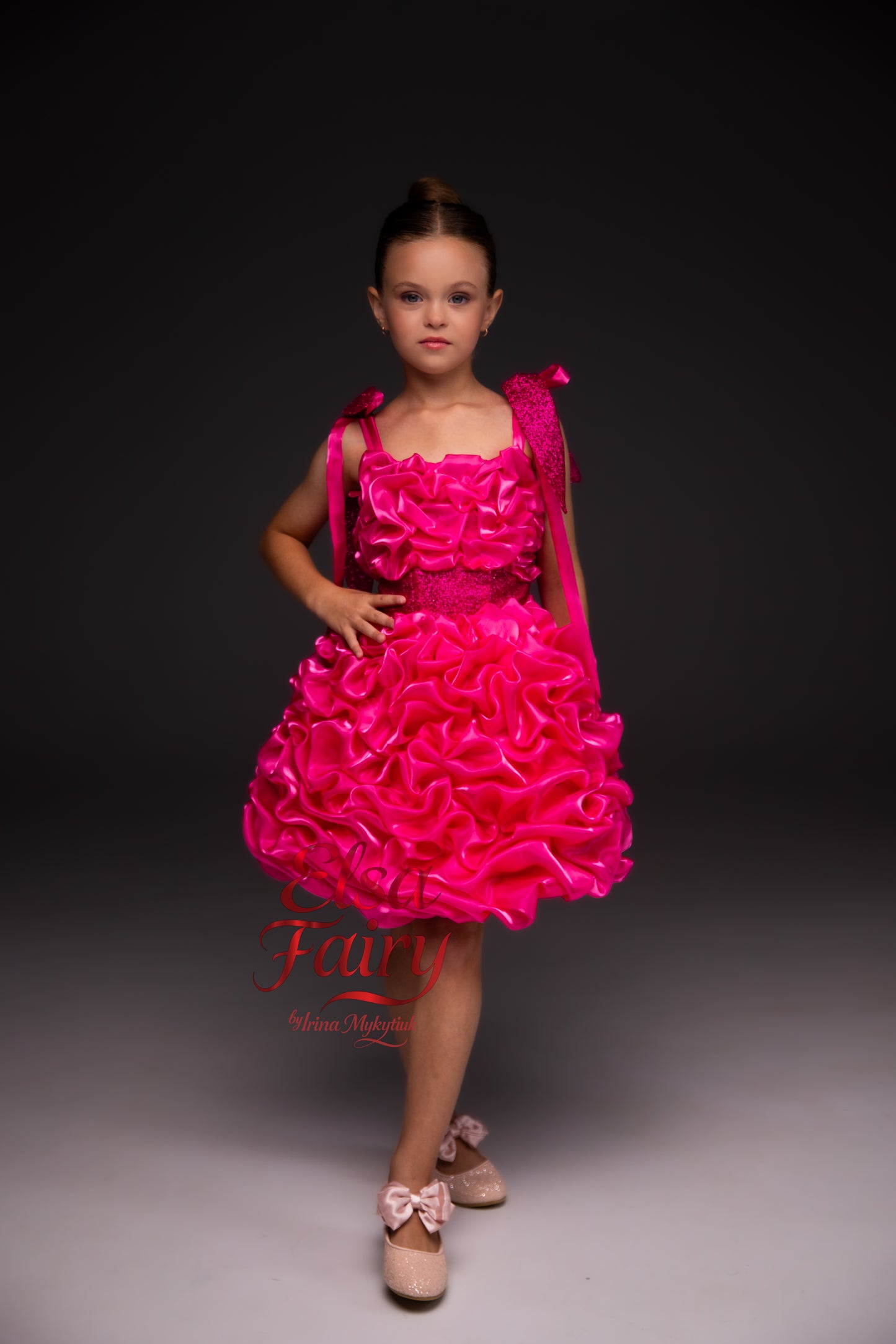 Hot Pink couture cocktail dress, Pageant interview dress, Birthday Girl Dress, Flower Girl Dress, Wedding guest Dress